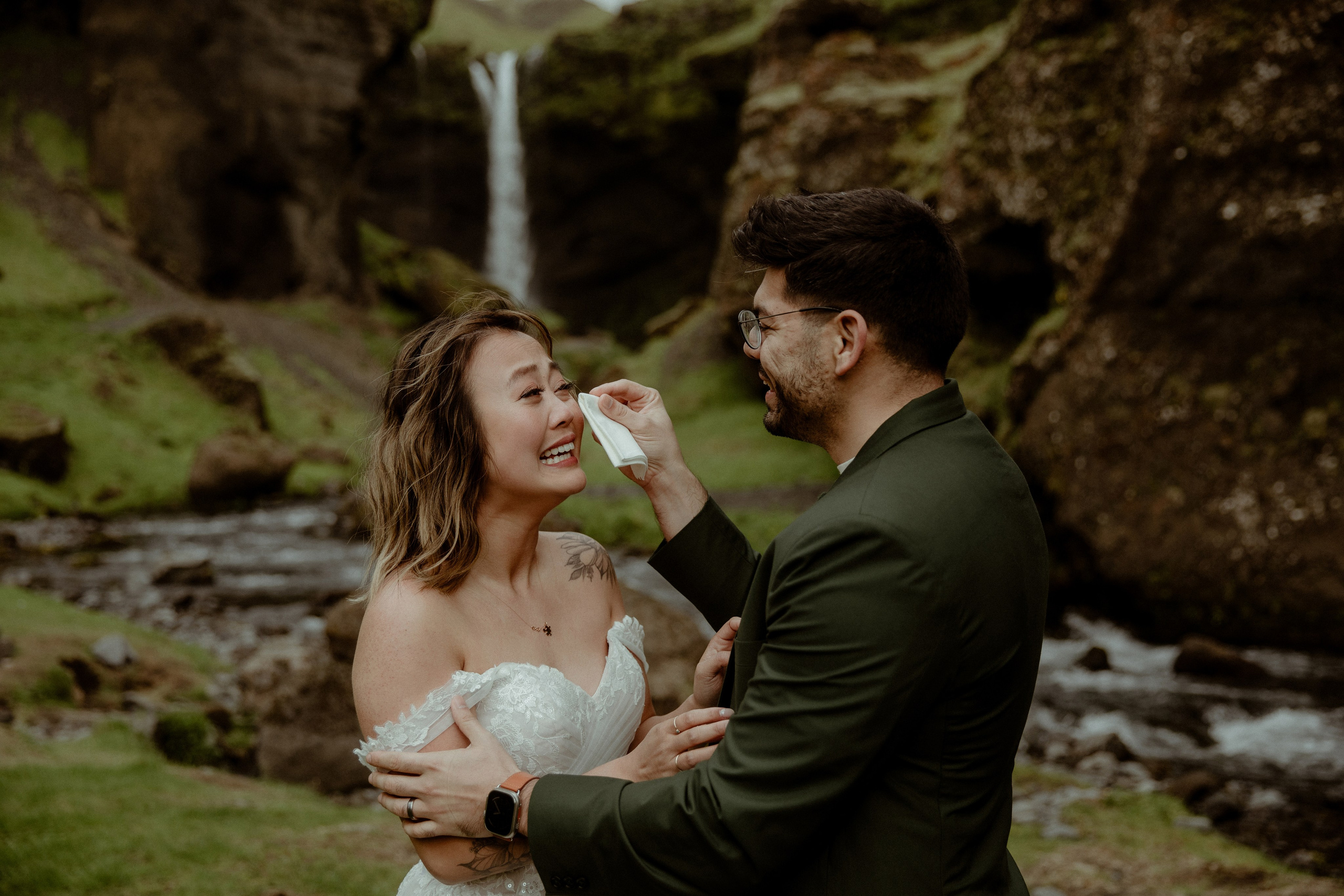 Elopement at Kvernufoss Waterfall. Iceland elopement photo and video | Nikolaichik Photo
