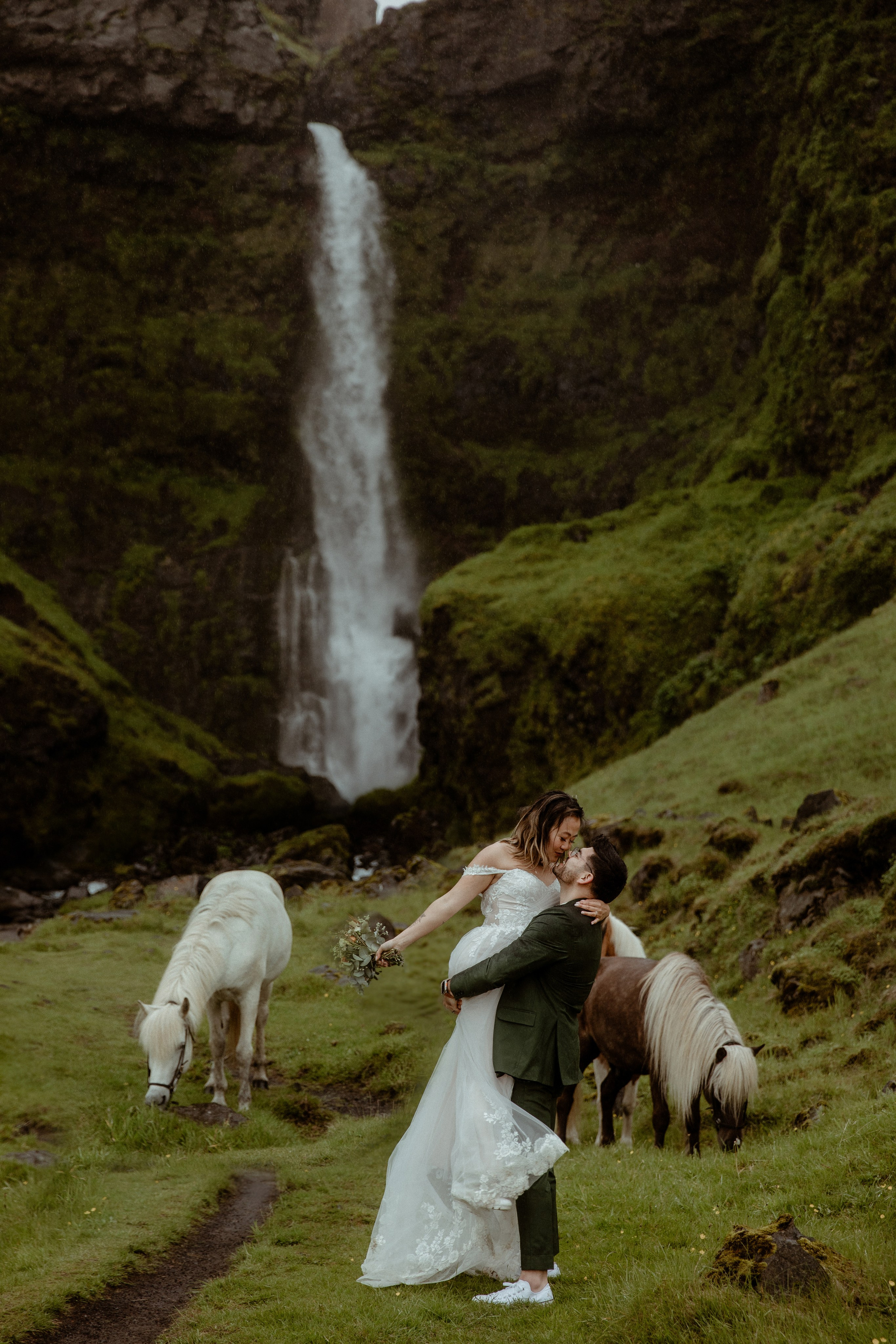 Elopement at Kvernufoss Waterfall. Iceland elopement photo and video | Nikolaichik Photo