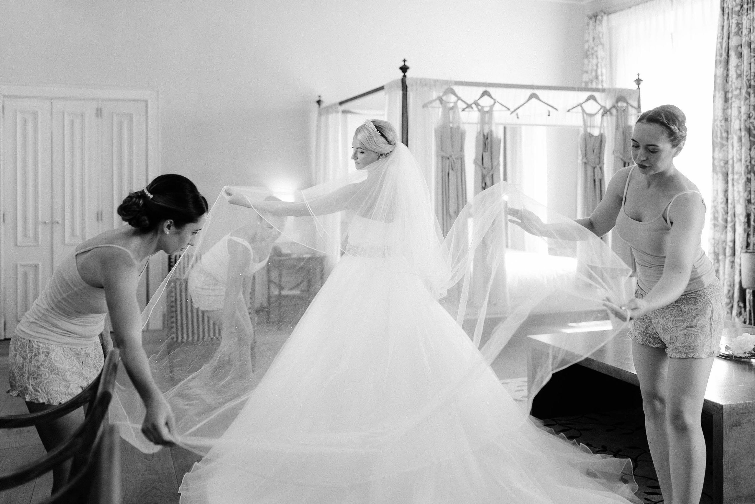 Bride gets ready in her suite at teh Zoëtry sa Torre Hotel in Mallorca