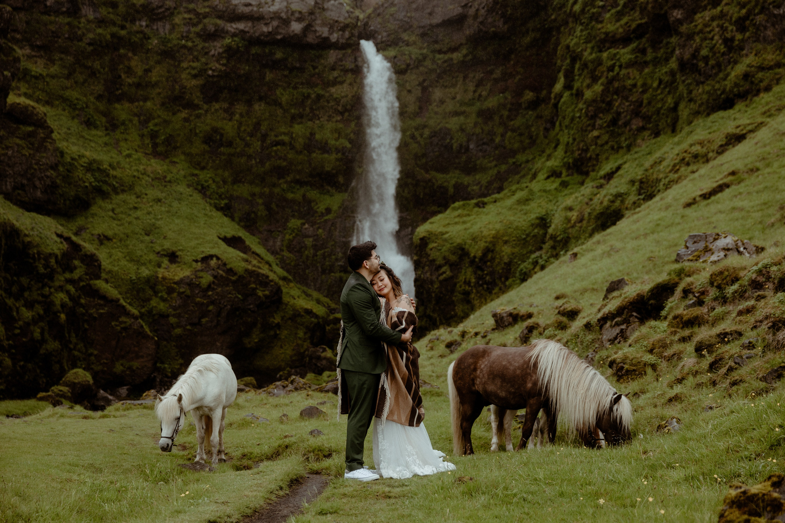 Elopement at Kvernufoss Waterfall. Iceland elopement photo and video | Nikolaichik Photo