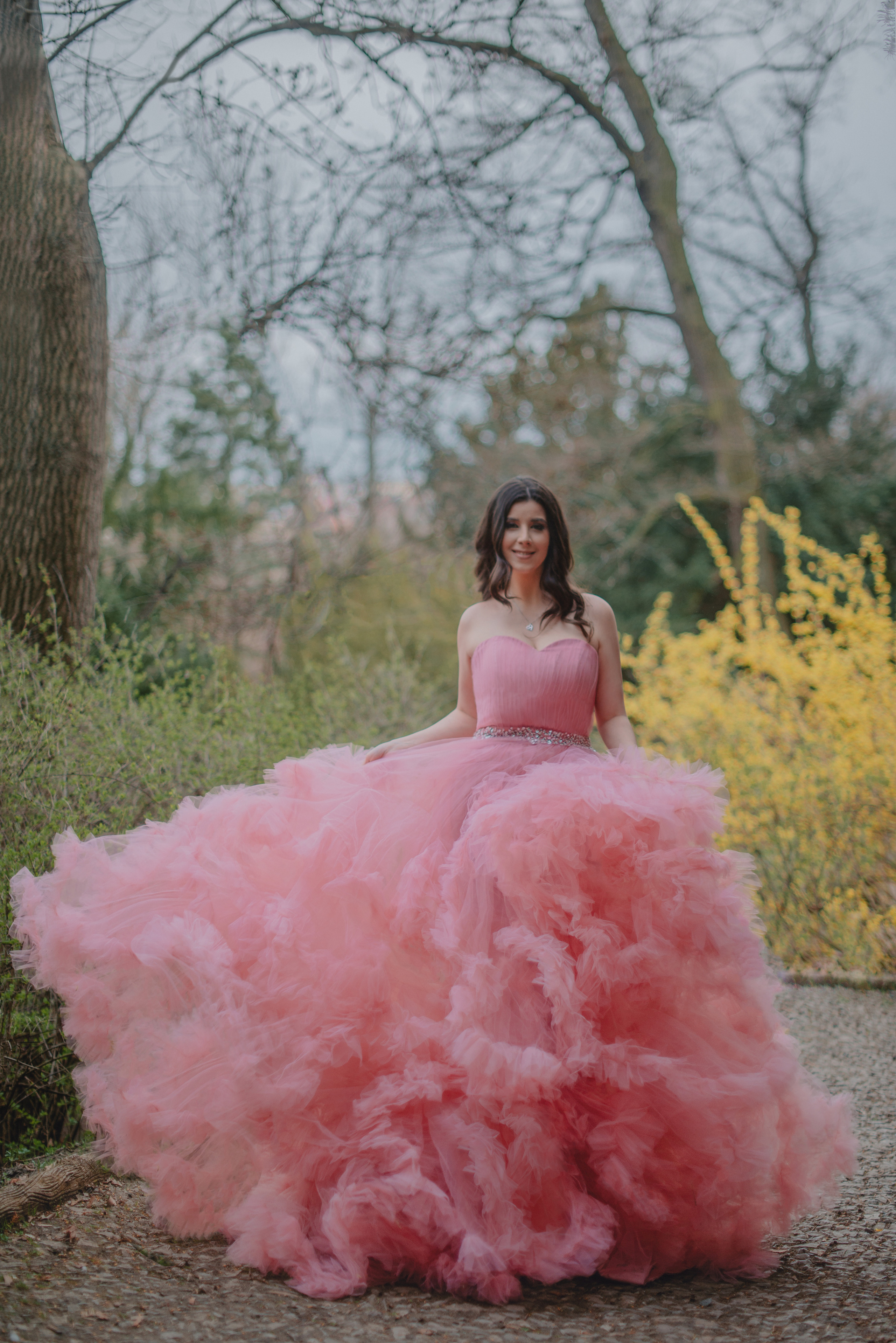 Outdoor portrait photography in Havlíček Gardens in Prague. Professional photographer in Prague Anastasia Haritonova