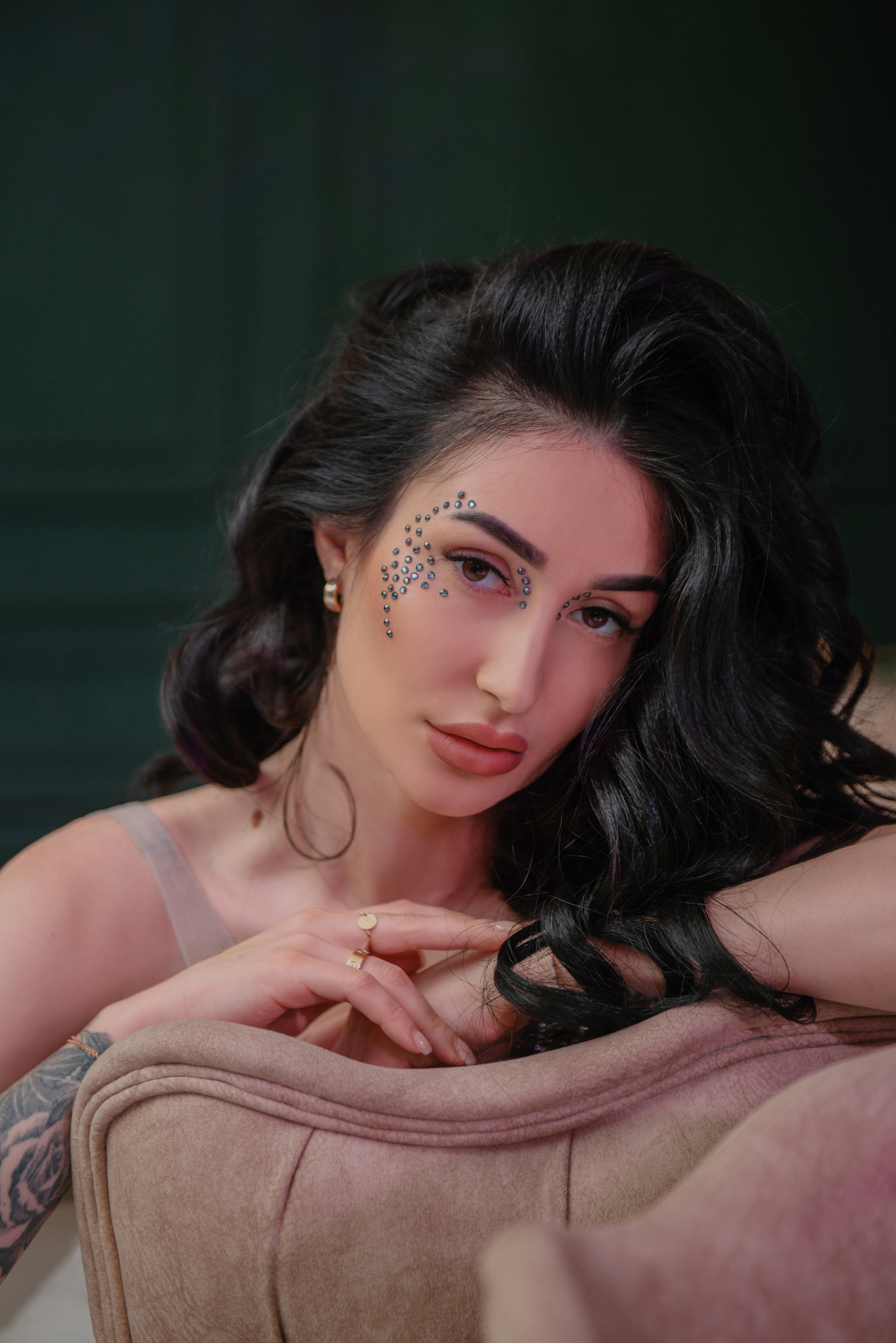 Portrait photoshoot in beautiful dresses in a restaurant in Prague. Professional photographer in Prague Anastasia Haritonova