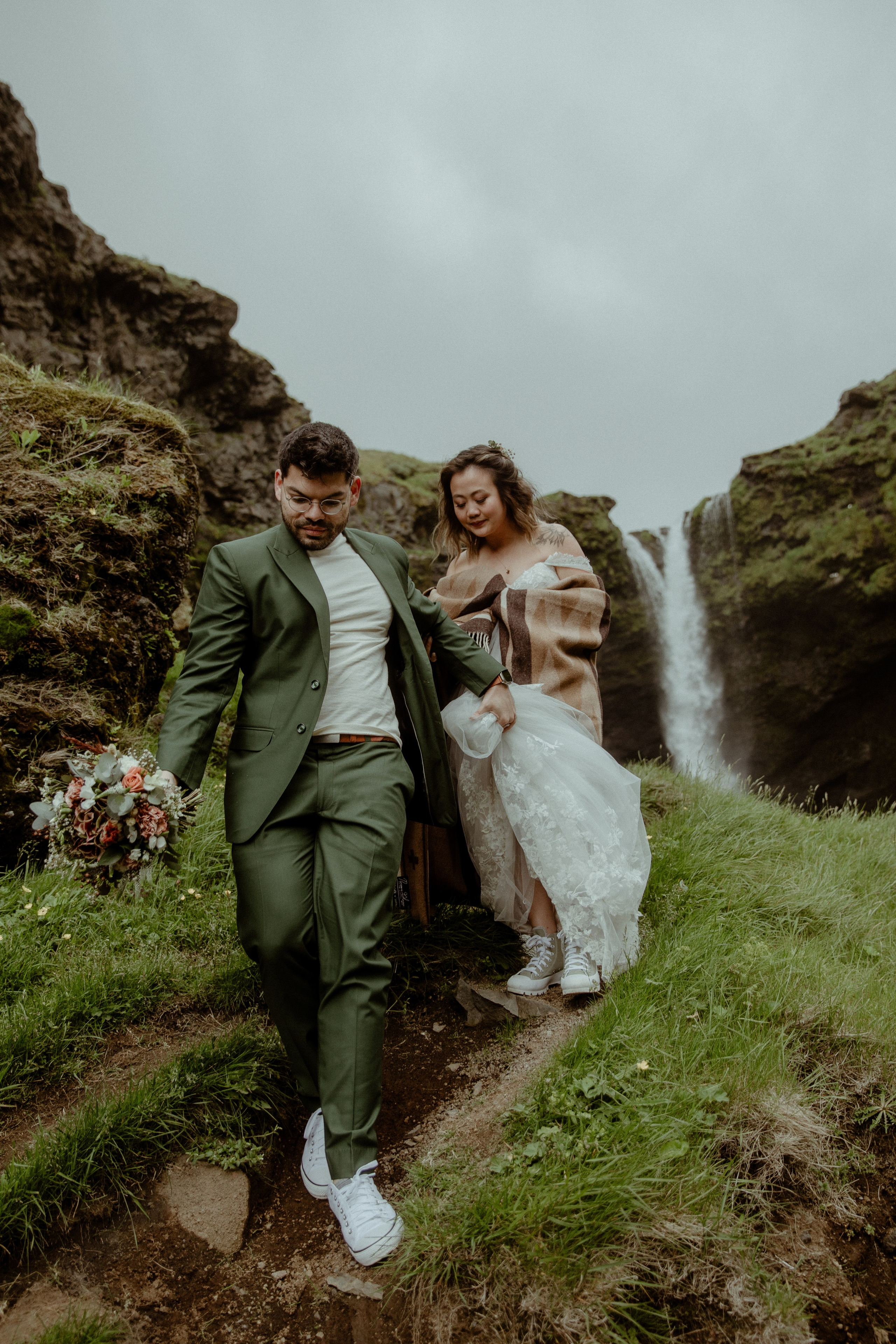 Elopement at Kvernufoss Waterfall. Iceland elopement photo and video | Nikolaichik Photo