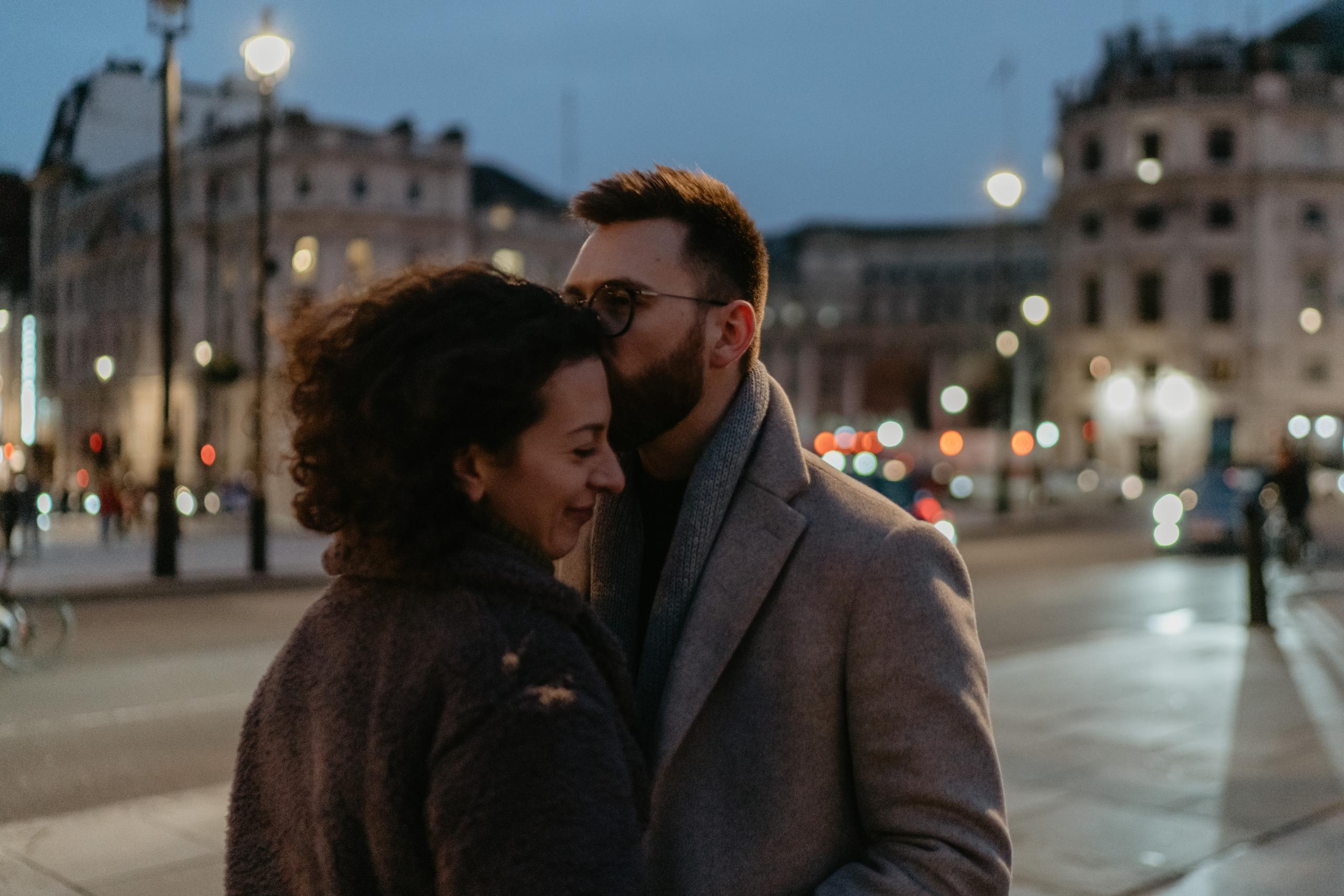 Warm Christmas engagement session in Central London. London portrait and family photographer