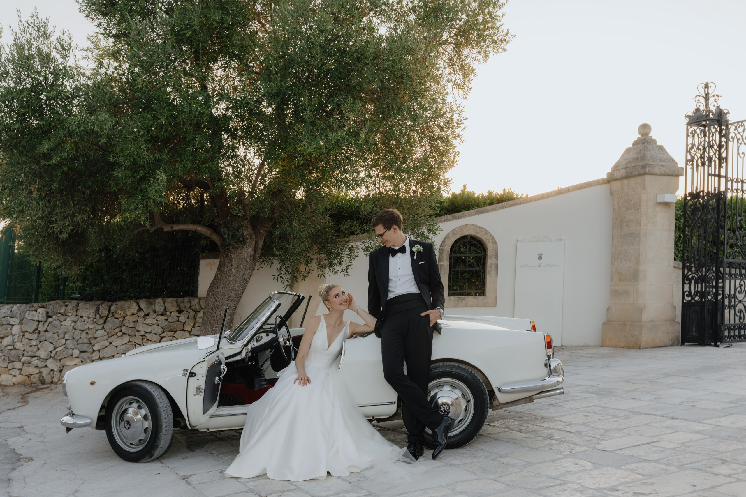 Ostuni wedding photographer capturing bride and groom at sunset in Puglia