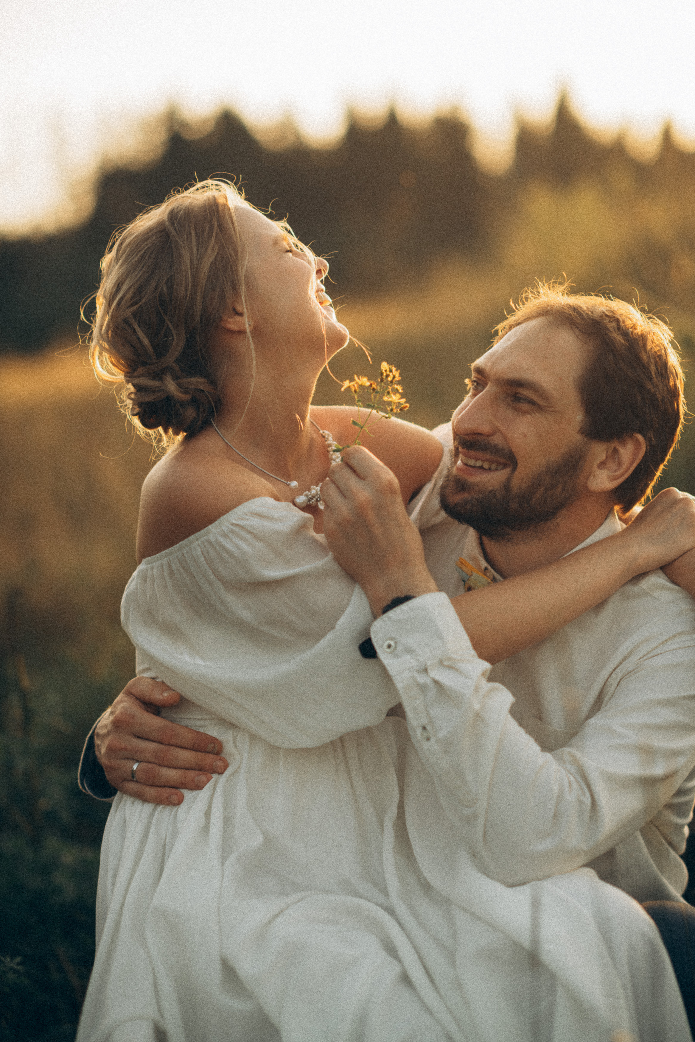 candid style wedding photograph of married couple