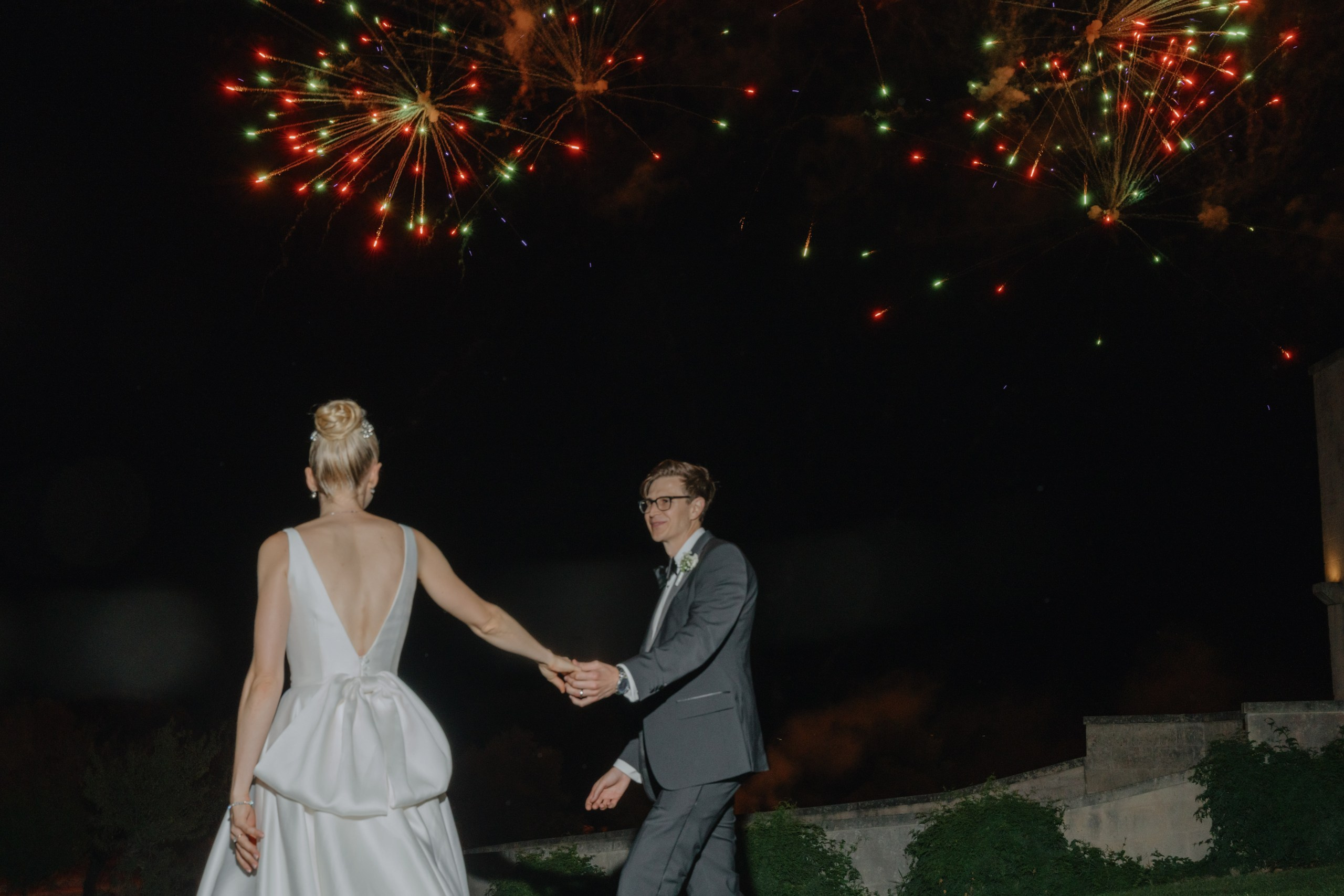 Romantic first dance under the lights at Masseria Traetta Exclusive wedding Ostuni