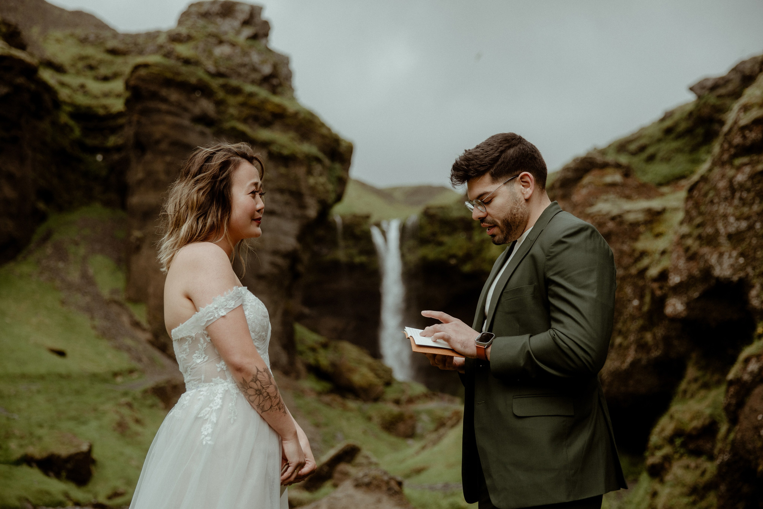 Elopement at Kvernufoss Waterfall. Iceland elopement photo and video | Nikolaichik Photo