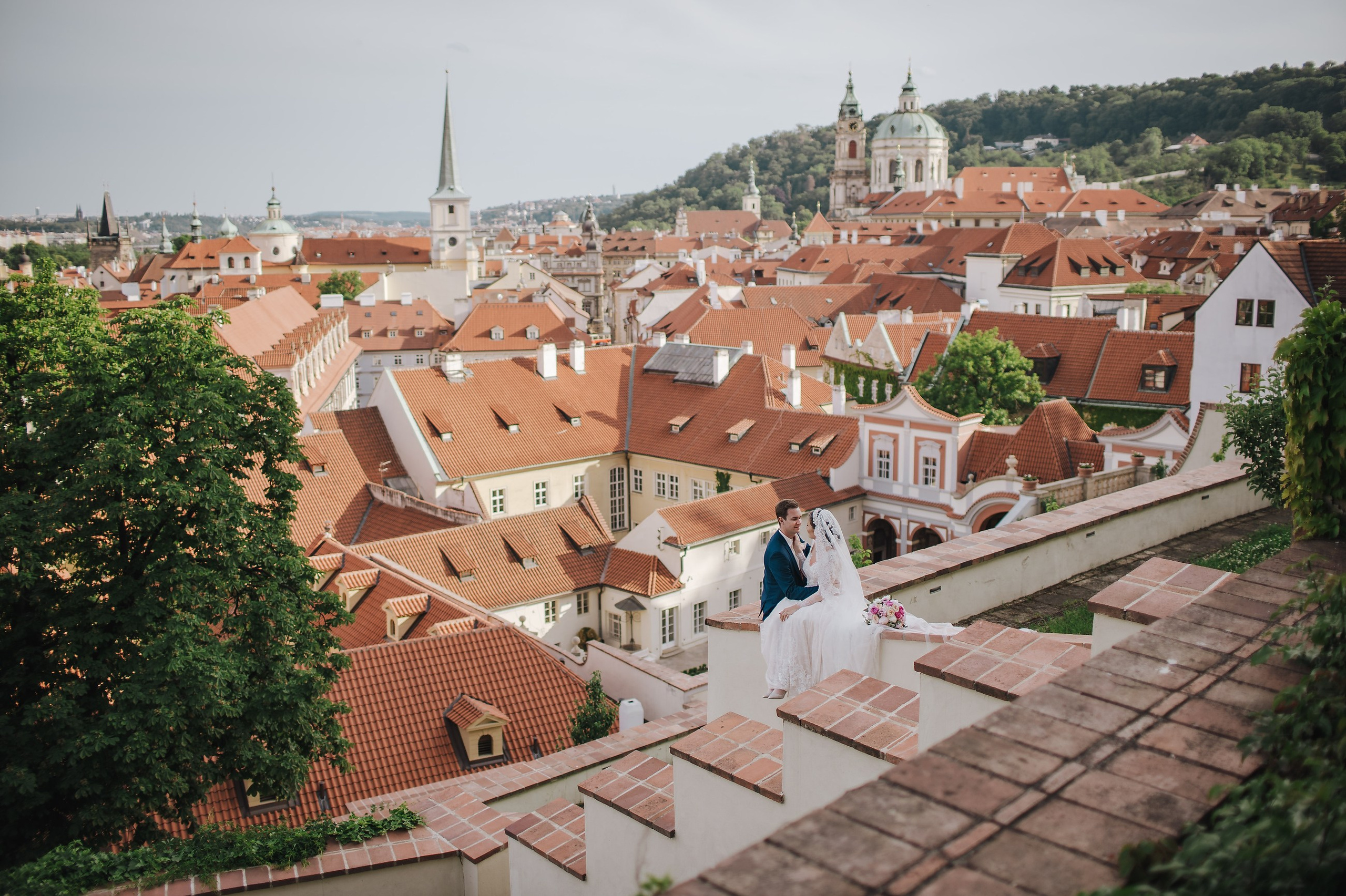 Bride & Groom's favorite portrait captured overlooking the Ledebour Garden in Prague.