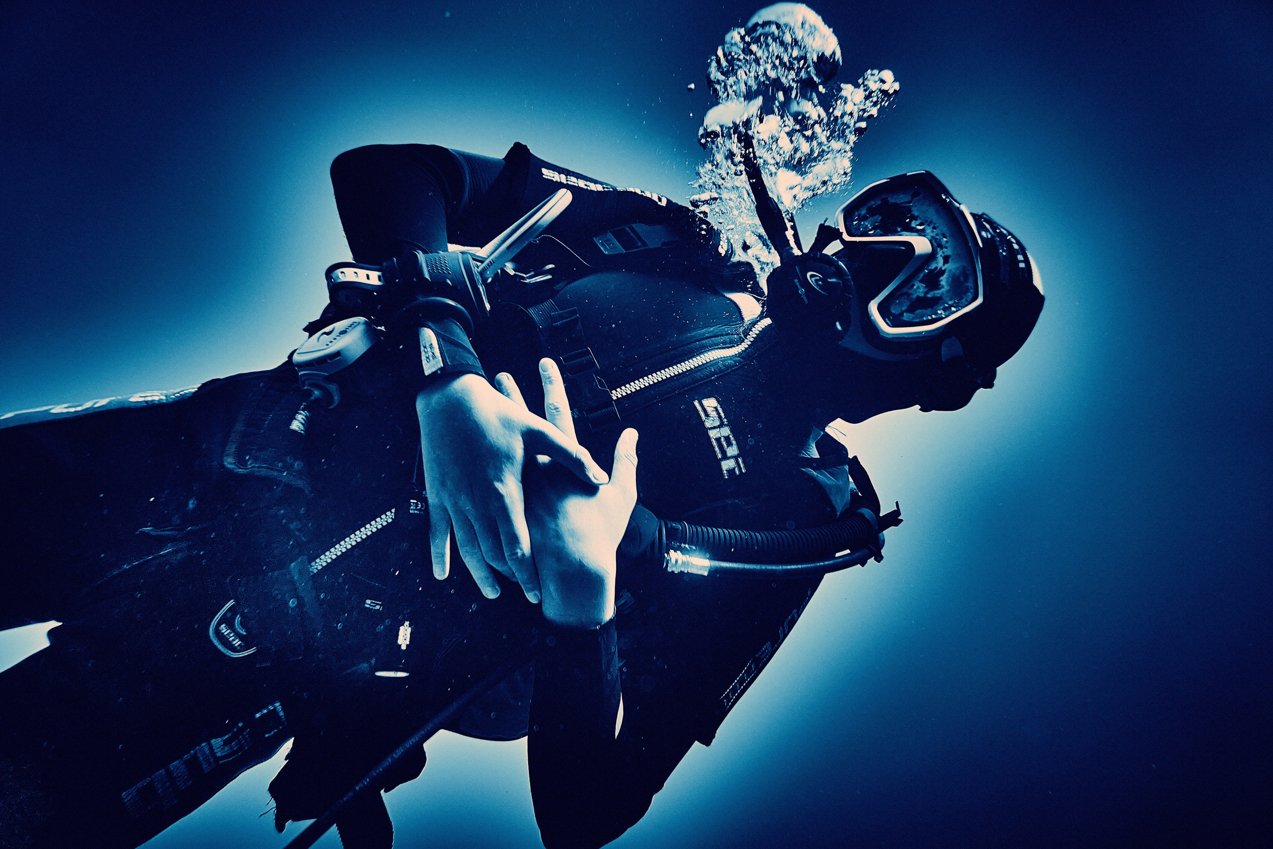 Fotograf podwodny Andriej Szypiłow. Portret podwodny. Underwater photographer Andriej Szypilow. Underwater portrait.