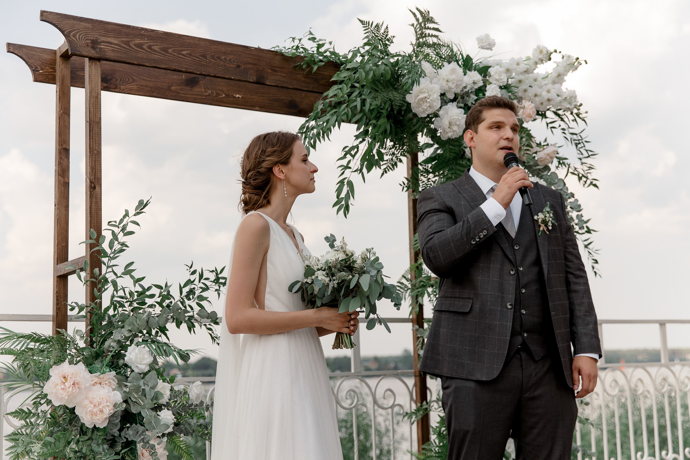 Couple exchanging vows, by Bude, Cornwall reportage wedding photographer.