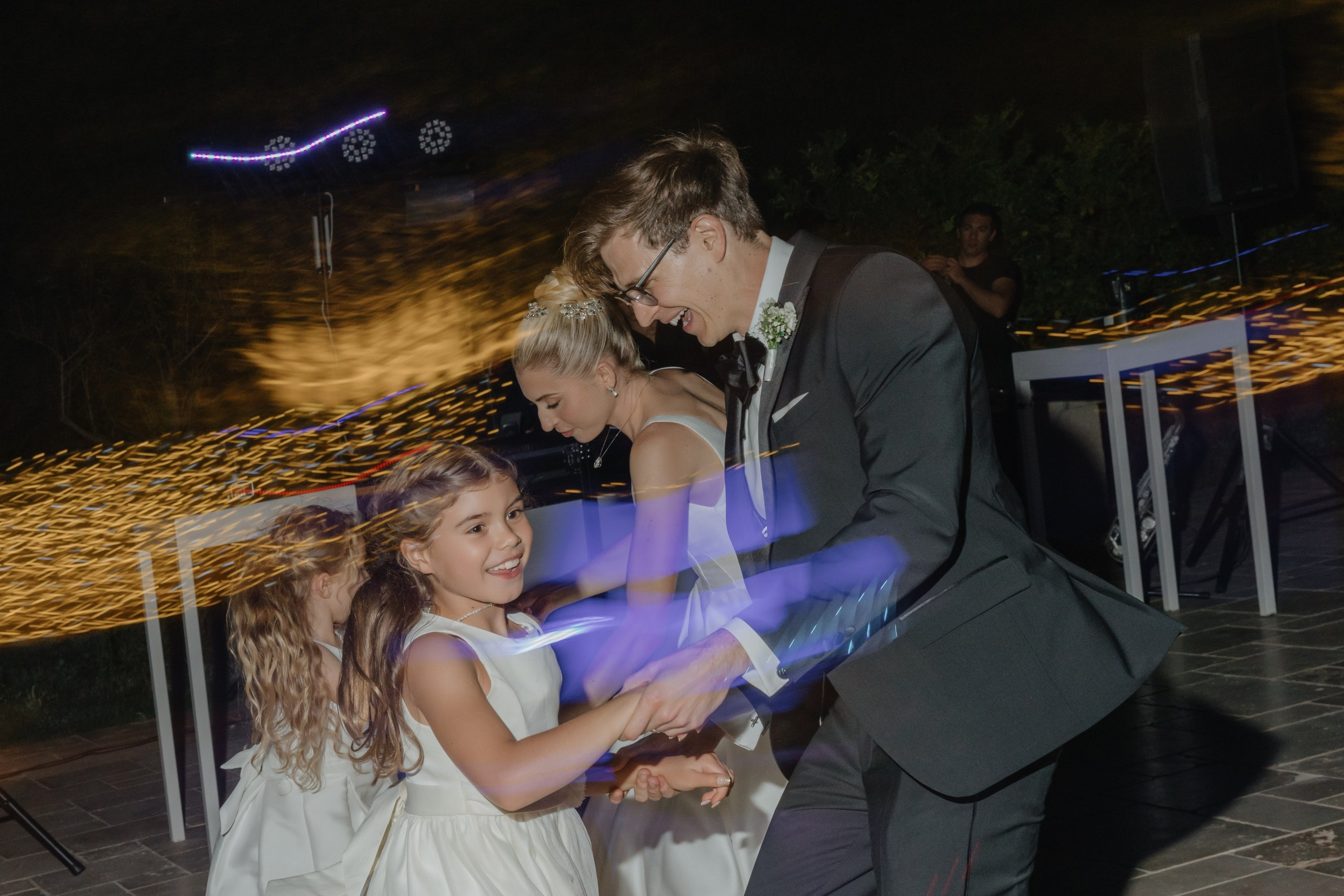 Guests dancing at Italian destination wedding reception in Puglia