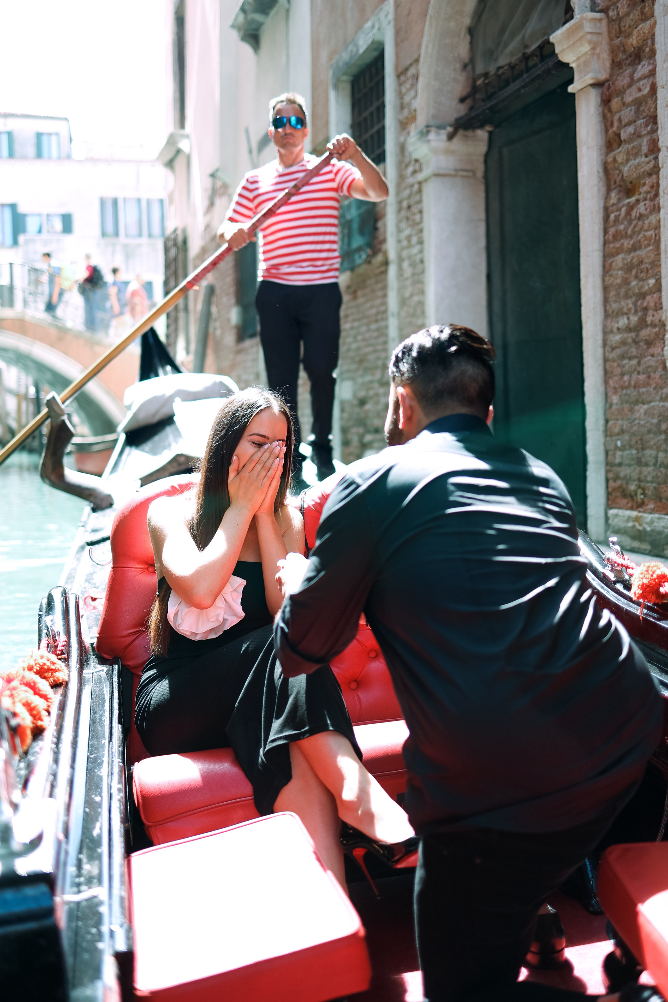 Surprise proposal on gondola ride Venice