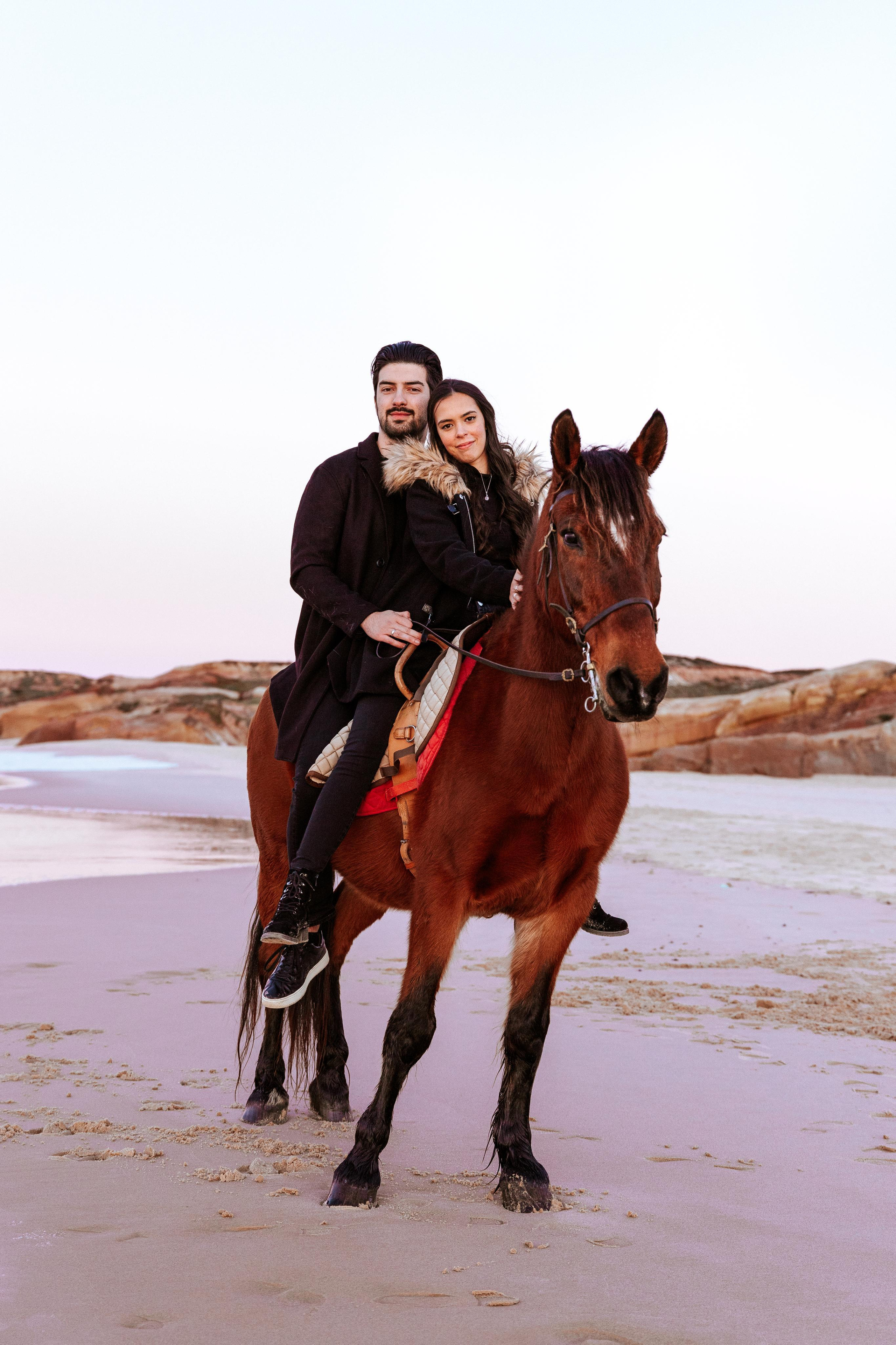 Photo session on horseback at Praia da Almagreira. Luxury Wedding Photography & Cinematic Films | Portugal & Destination Weddings | Ricardo & Mary Pictures