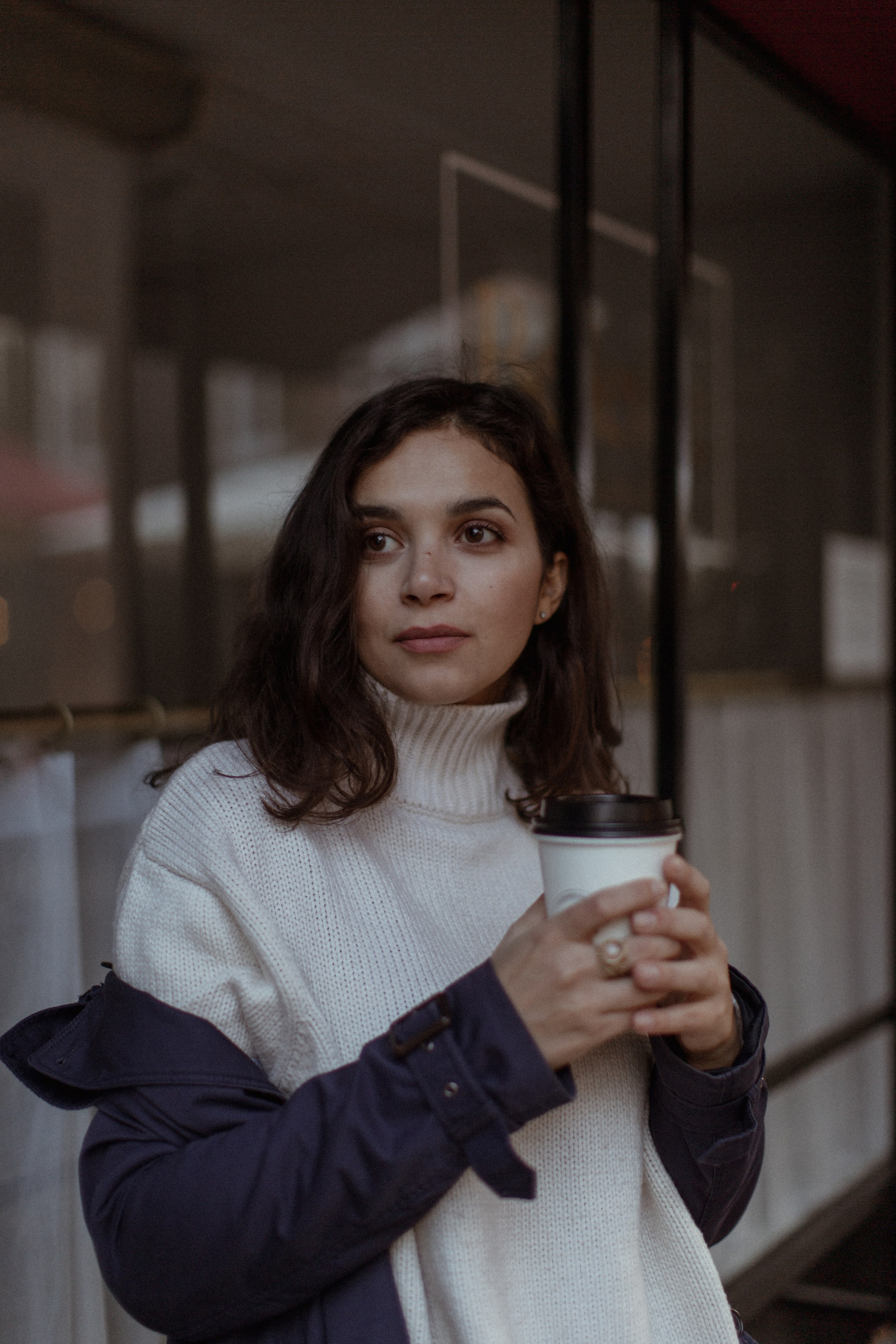 Take away coffee walk. True self