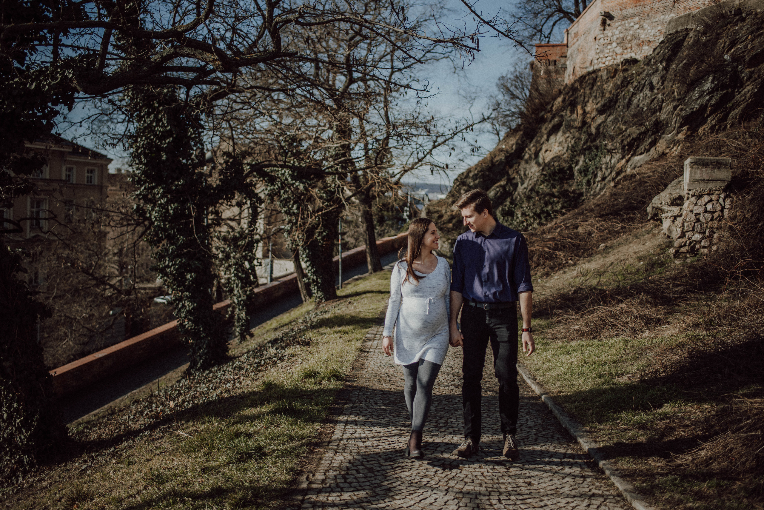 Veronika Jirková Couple in love during spring pregnancy photoshoot. Lifestyle, wedding and family photographer