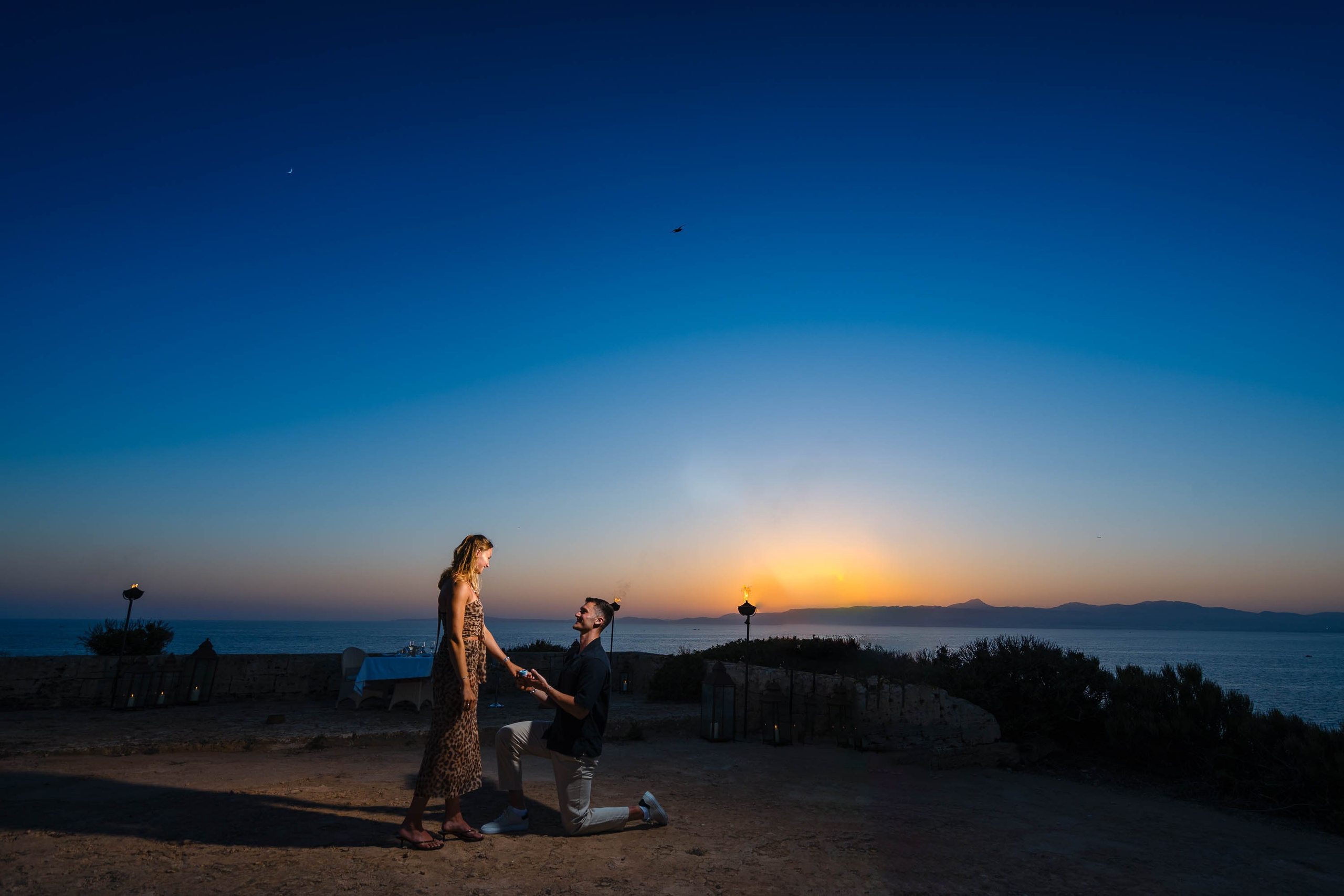 Dusk Wedding Proposal Cap Rocat. Mallorca Wedding, Corporate & Social Photographer