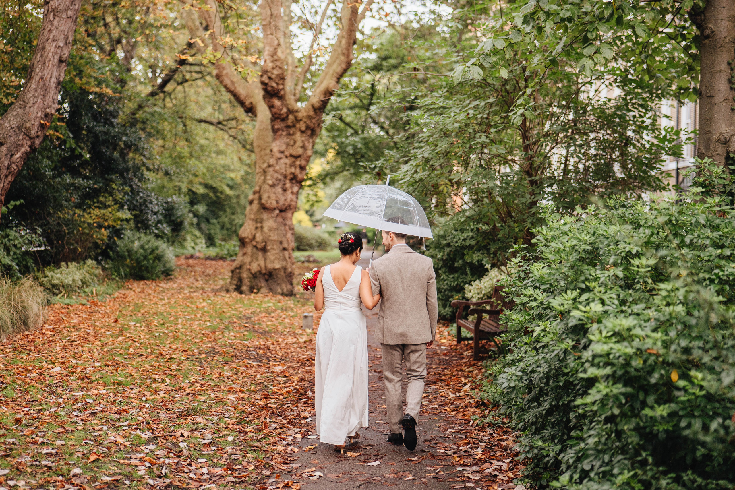 Wedding photography in the park near Islington town hall