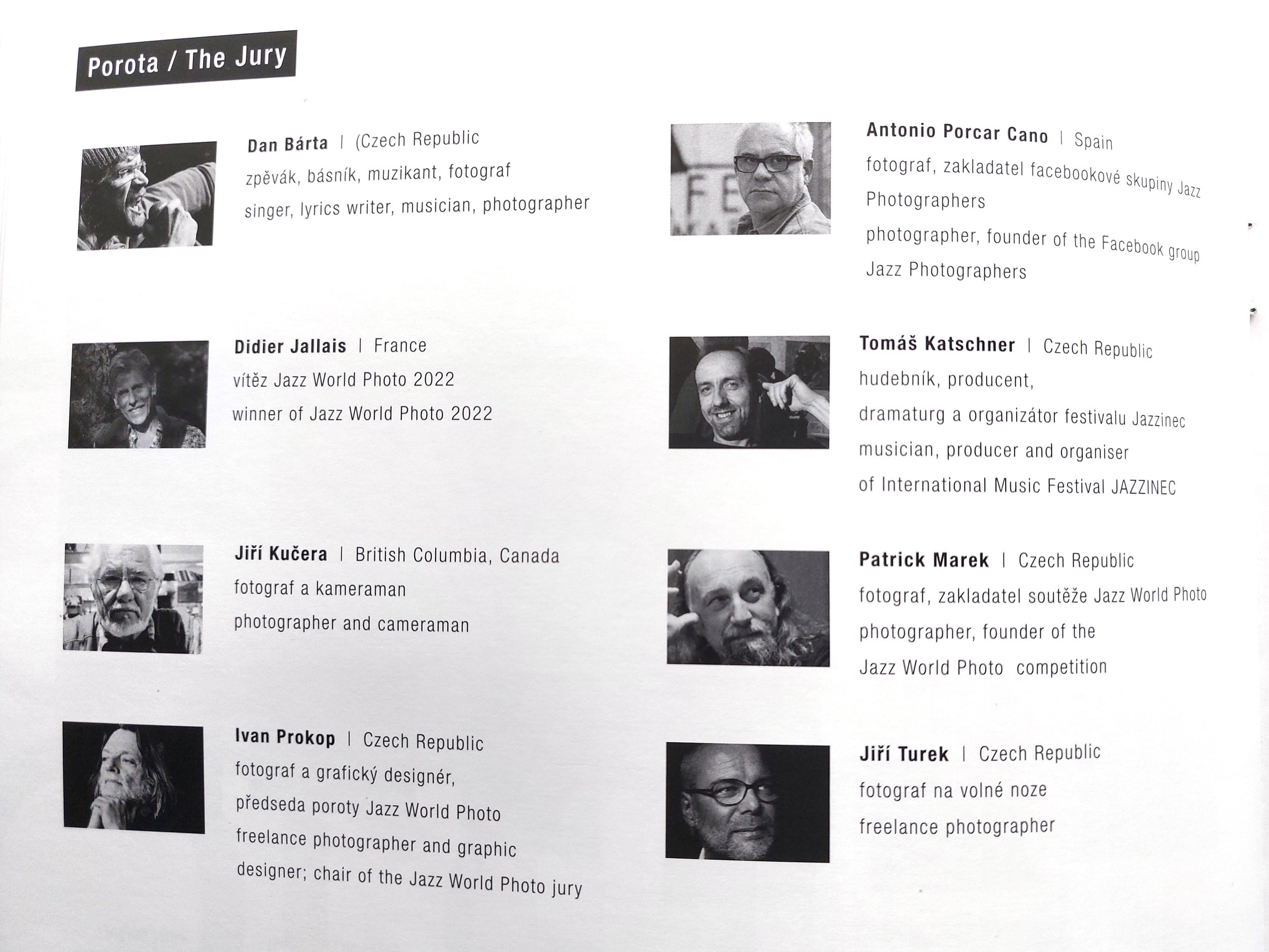 Zdjęcia sędziów konkursu w katalogu Jazz World Photo'2023.