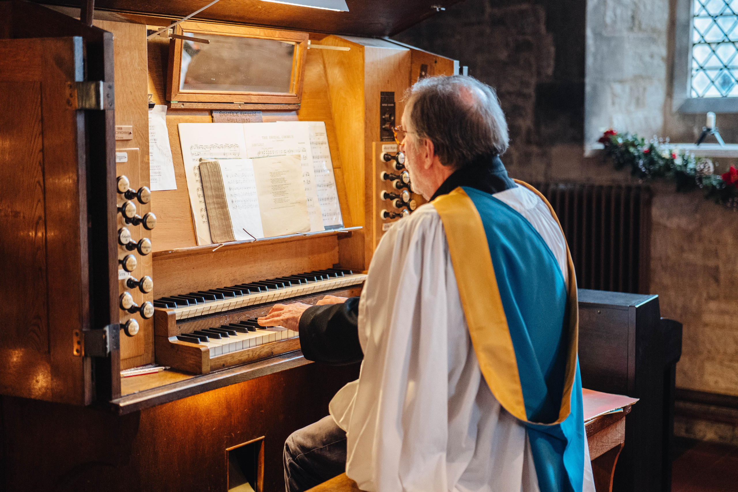 photo of a man playing organ in sidcup, london