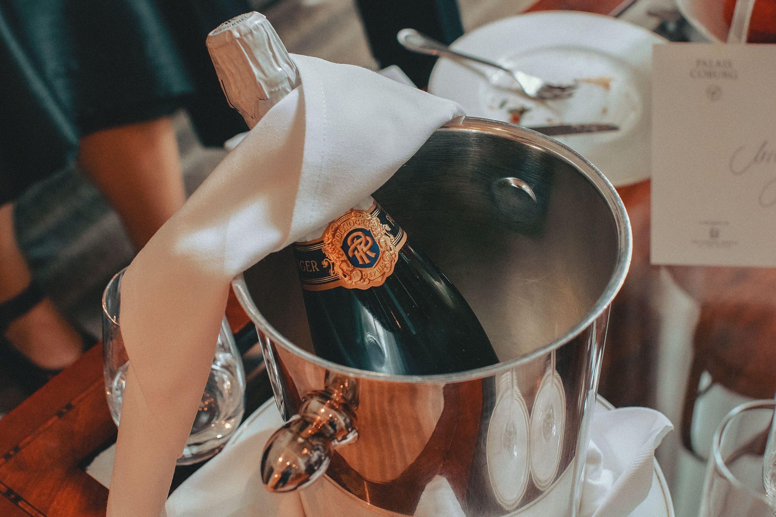 Champagne for the groom and his family.