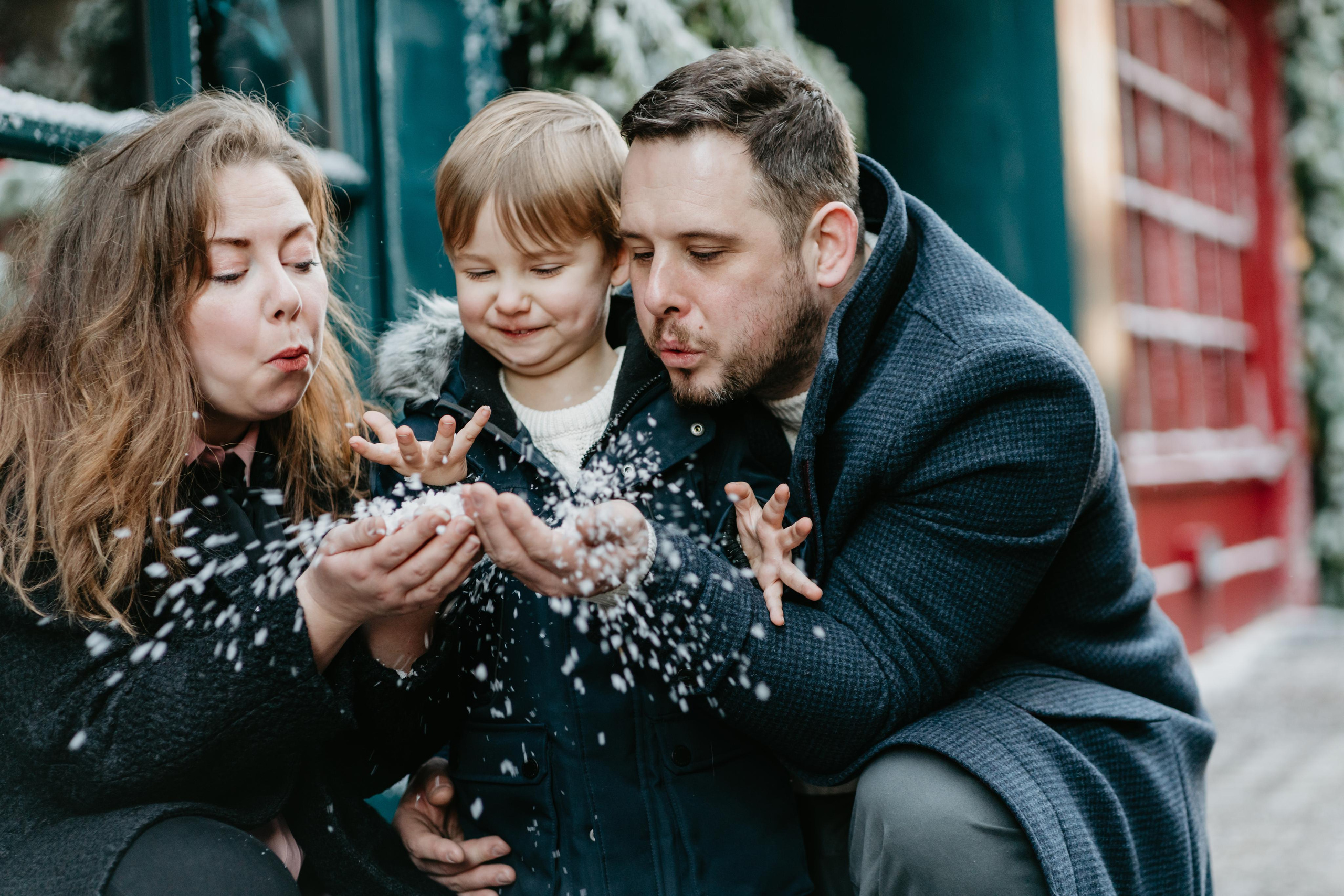 Family Christmas session in Covent Garden. London portrait and family photographer