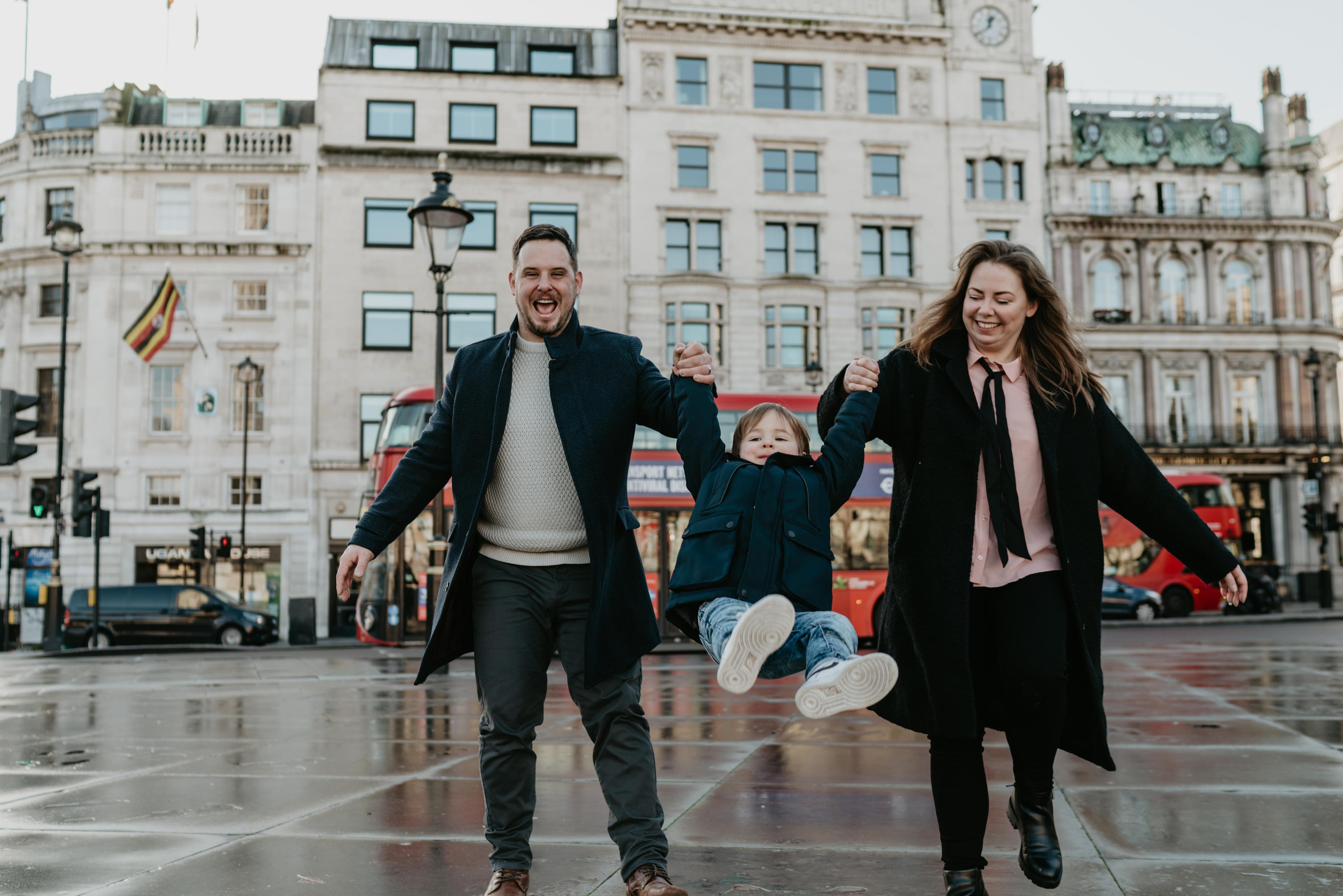 Family Christmas session in Covent Garden. London portrait and family photographer