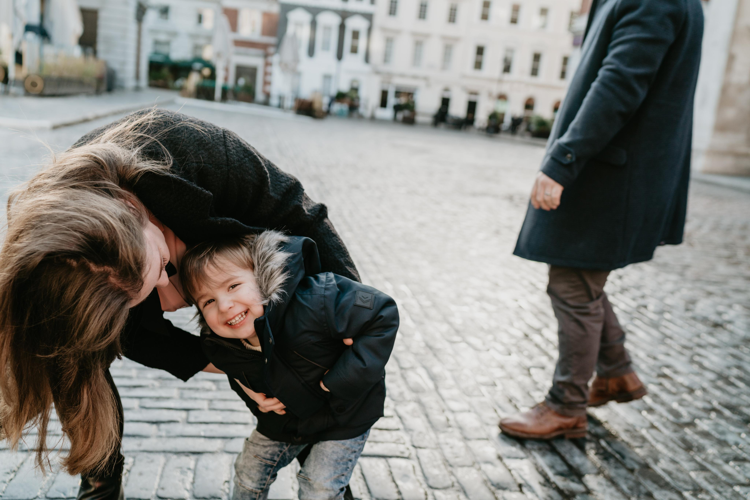 Family Christmas session in Covent Garden. London portrait and family photographer