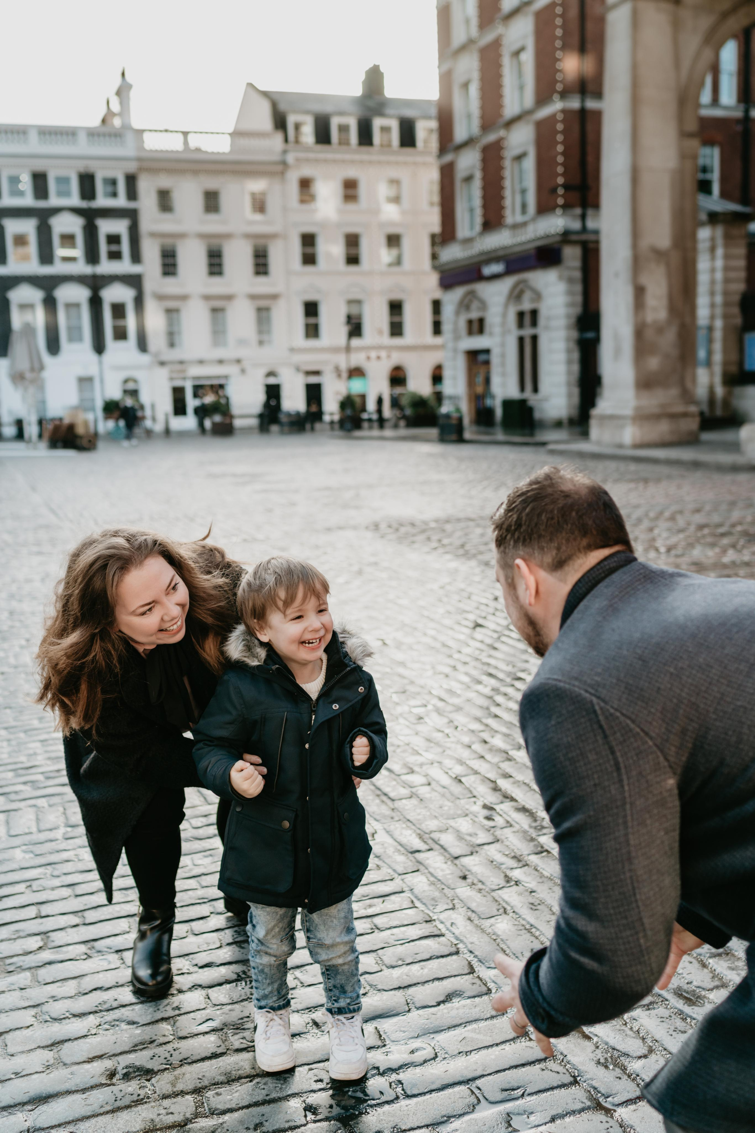 Family Christmas session in Covent Garden. London portrait and family photographer