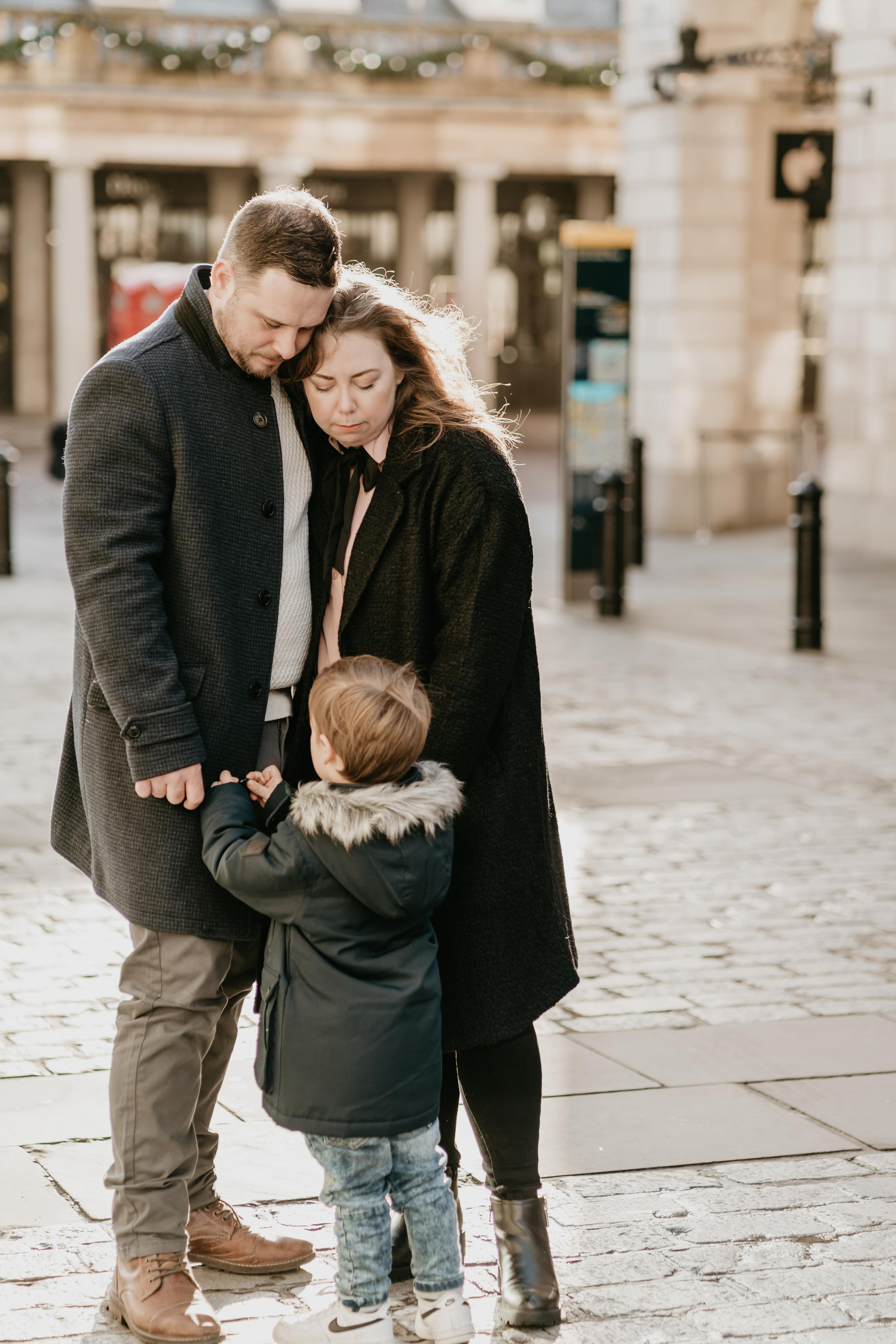 Family Christmas session in Covent Garden. London portrait and family photographer