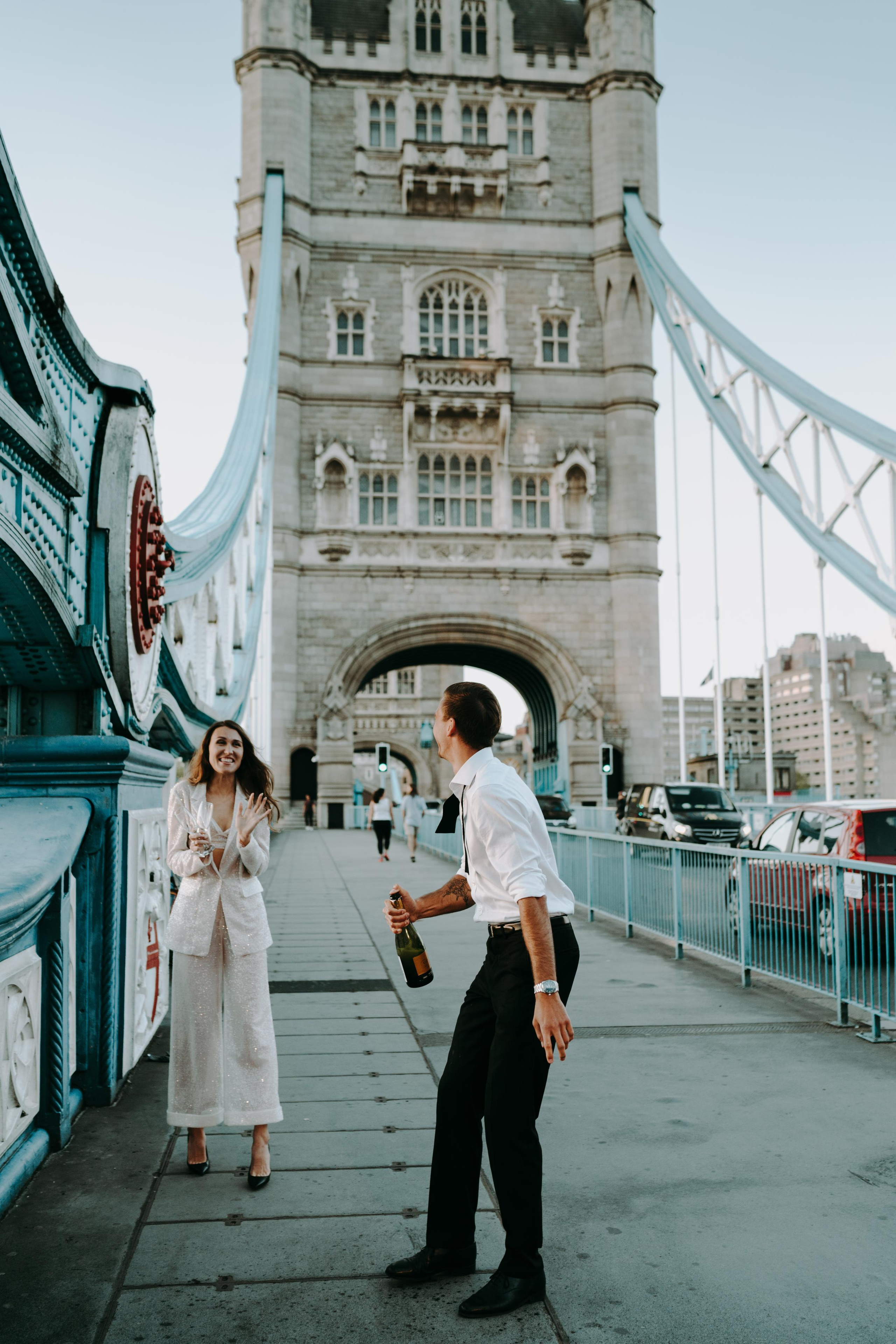 Pre wedding session by Tower Bridge. London portrait and family photographer