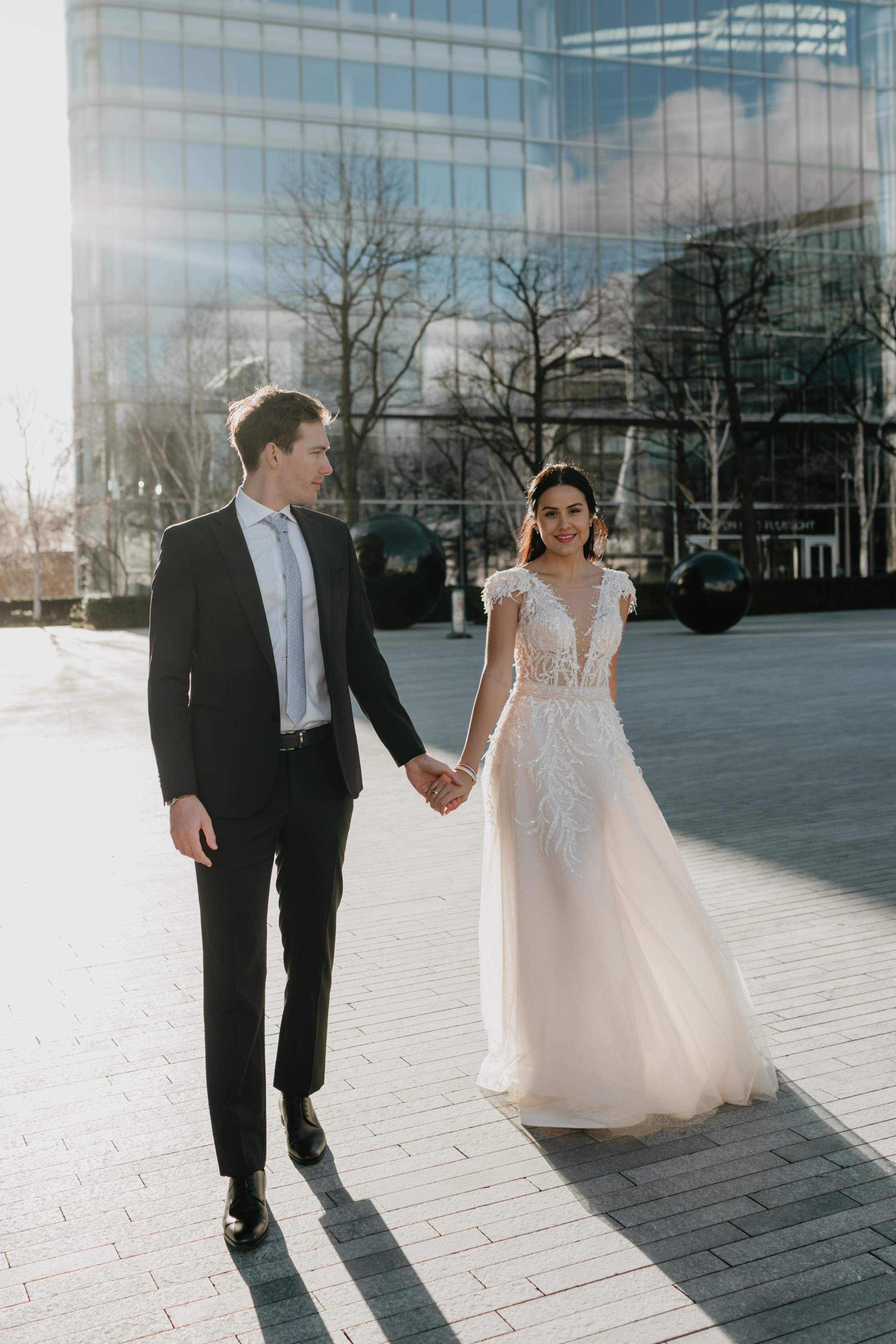 Wedding session by Tower Bridge and St Pauls Cathedral. London portrait and family photographer