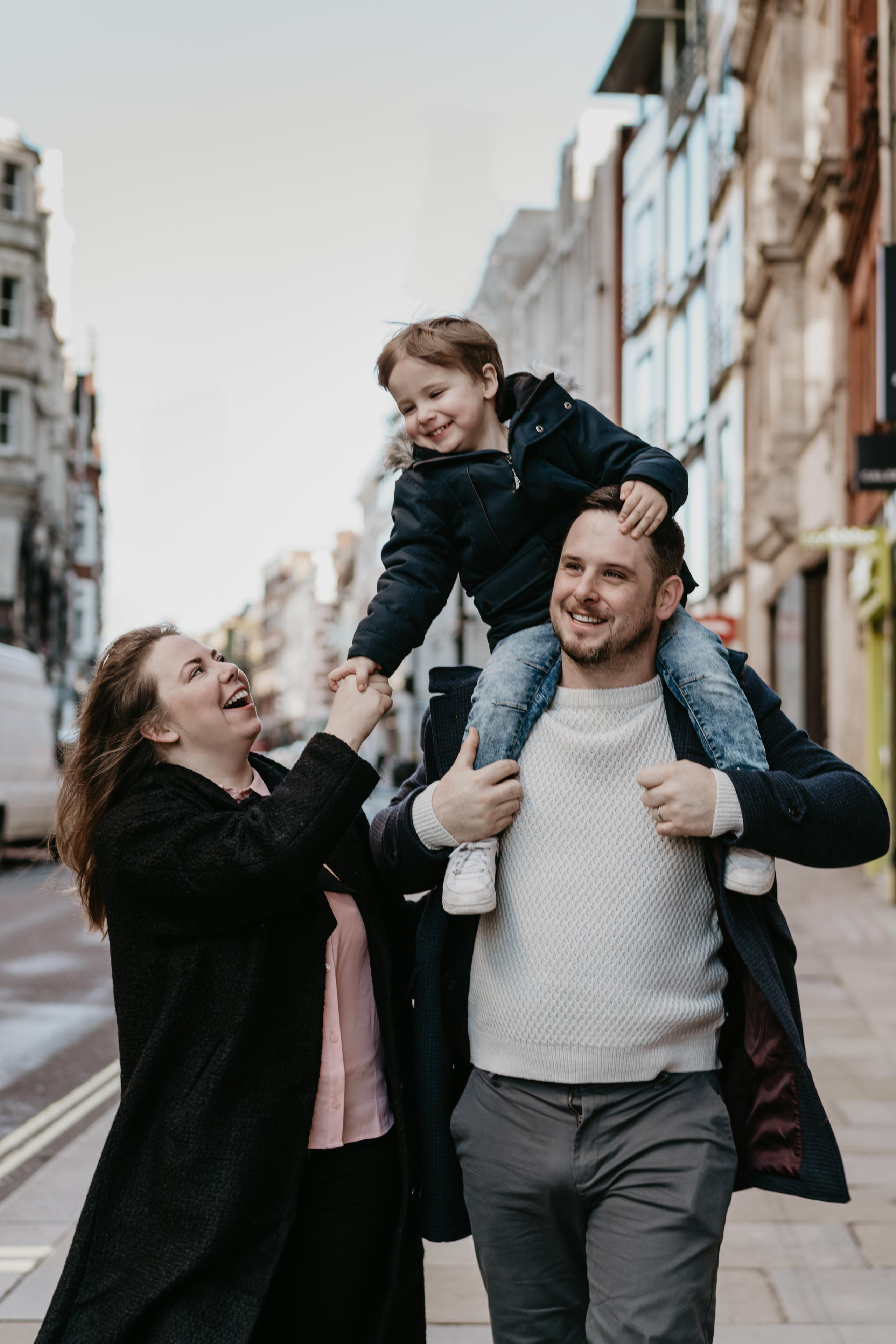 Family Christmas session in Covent Garden. London portrait and family photographer