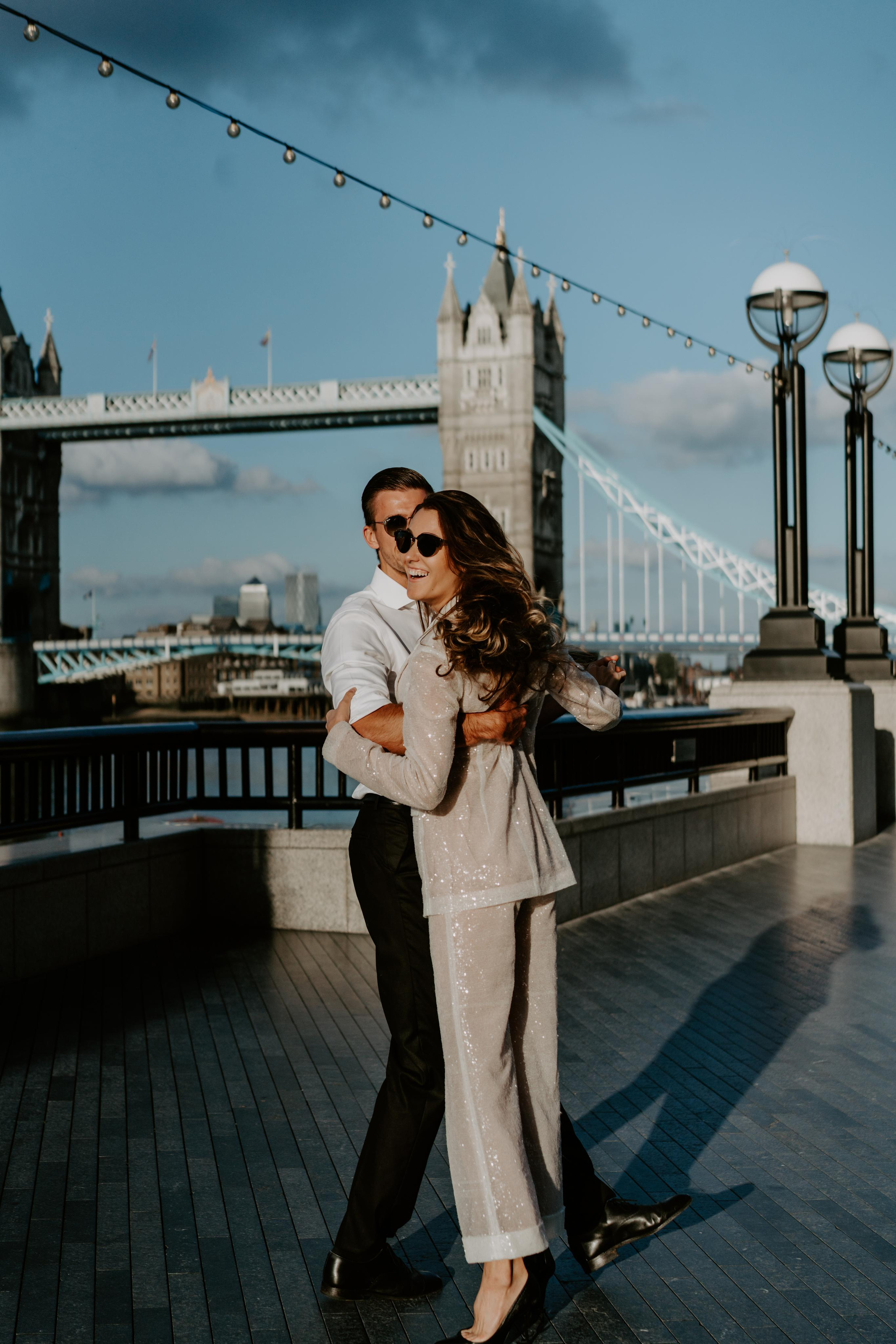 Pre wedding session by Tower Bridge. London portrait and family photographer