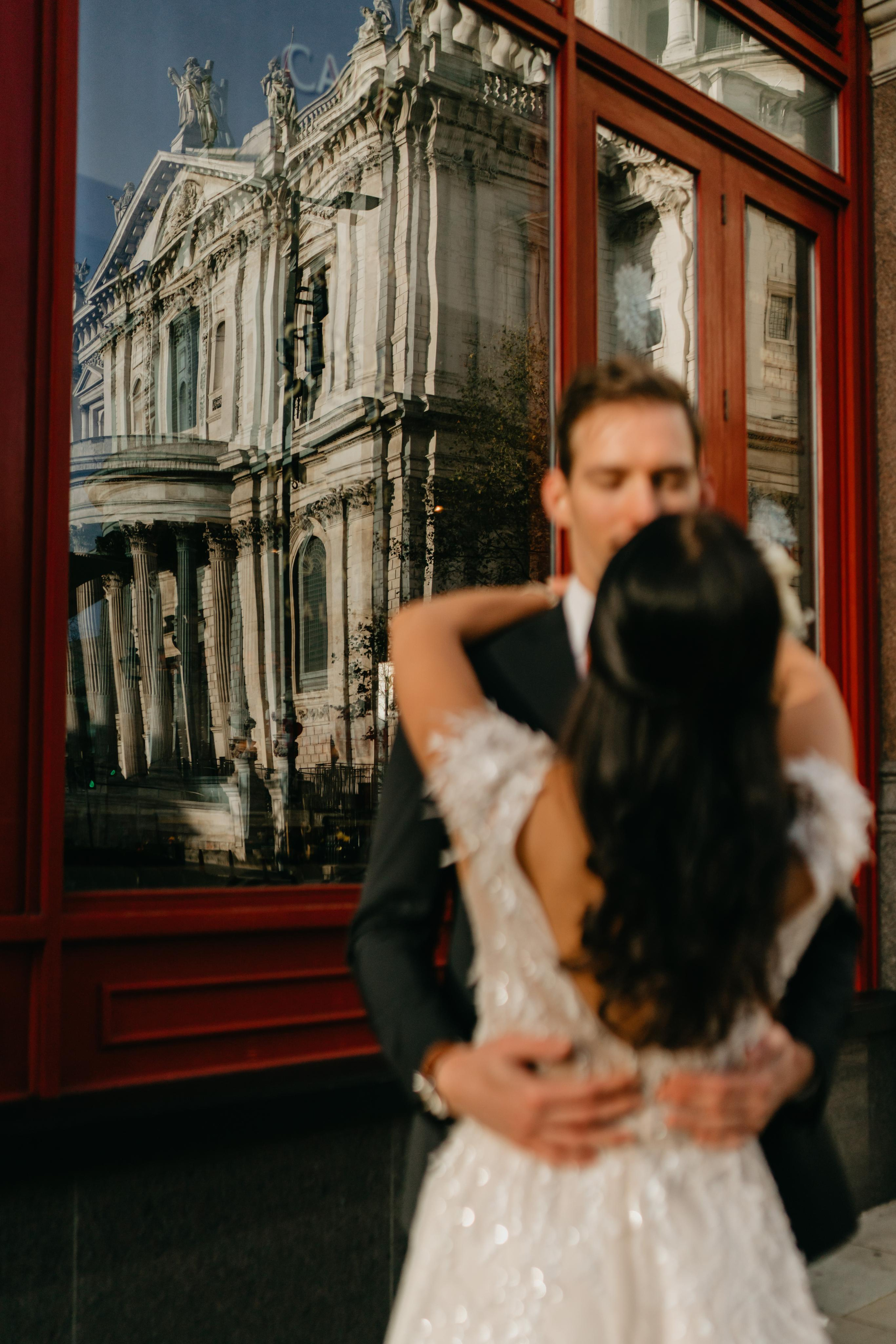 Wedding session by Tower Bridge and St Pauls Cathedral. London portrait and family photographer