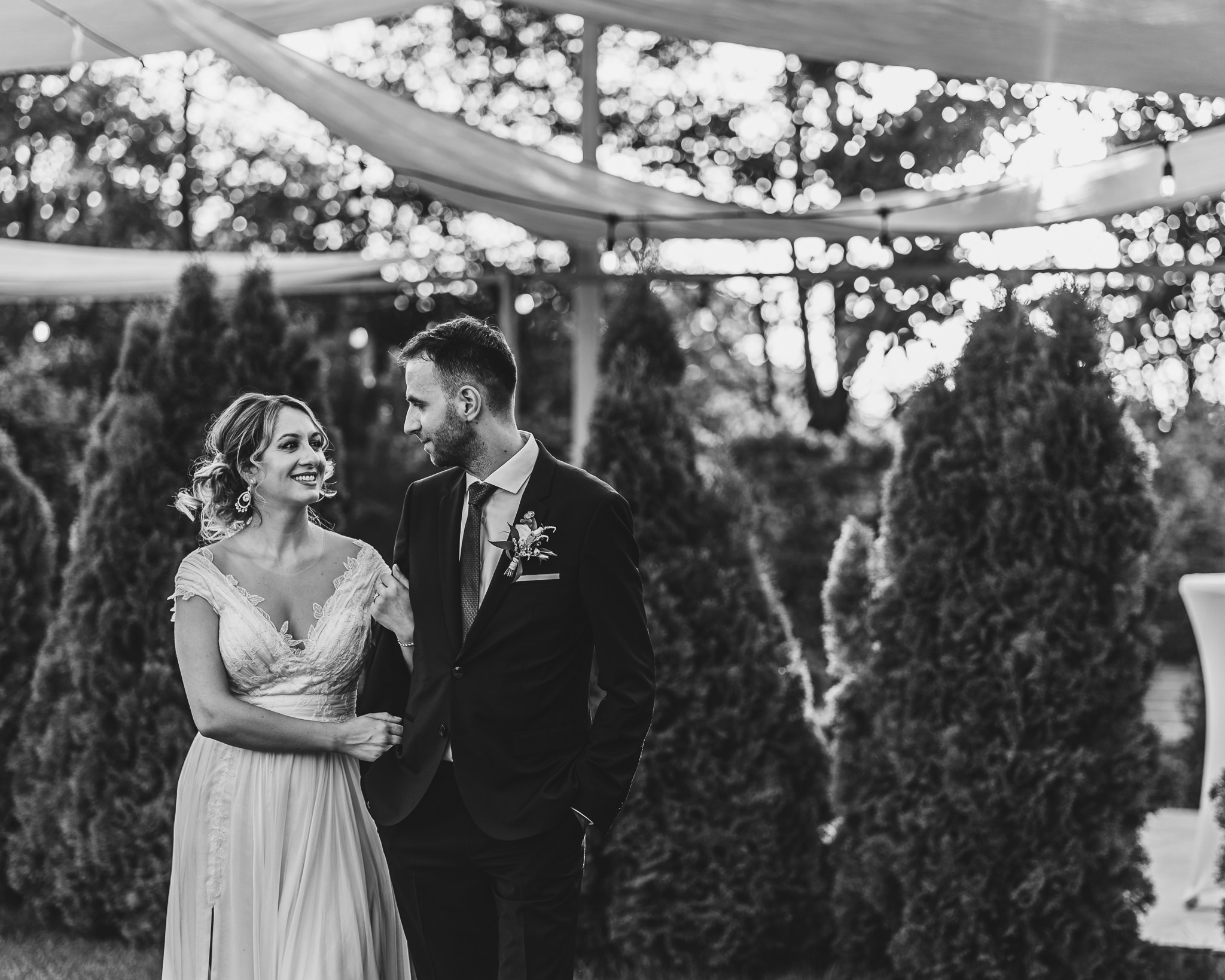 Moment emoționant între miri în ziua nunții, surprins într-un cadru natural și romantic, la Conacul din Livada. Fotografie de nuntă profesională, editată artistic pentru a evidenția emoția și eleganța evenimentului.