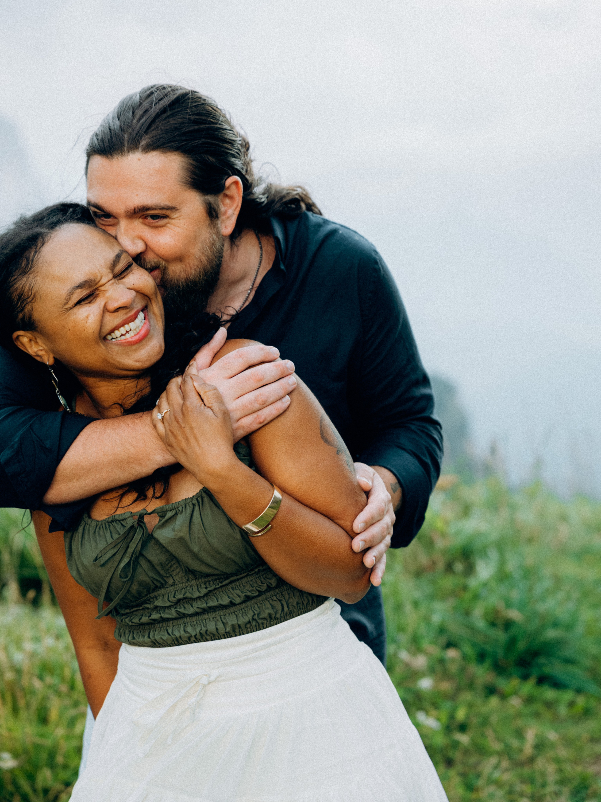 Portrait of couple with soft evening light in the Dolomites near Ortisei
