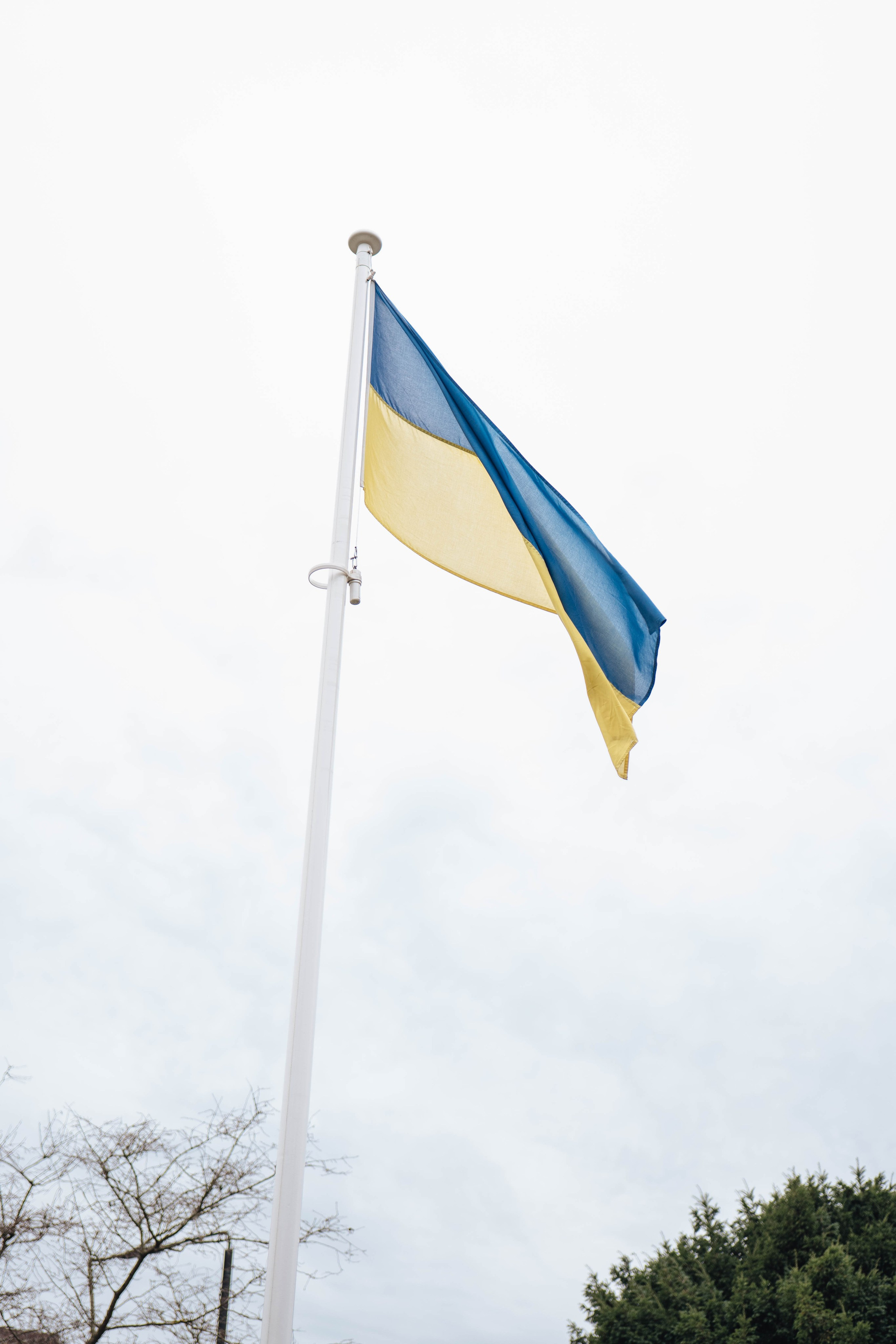 Ukrainian flag near church in sidcup, London