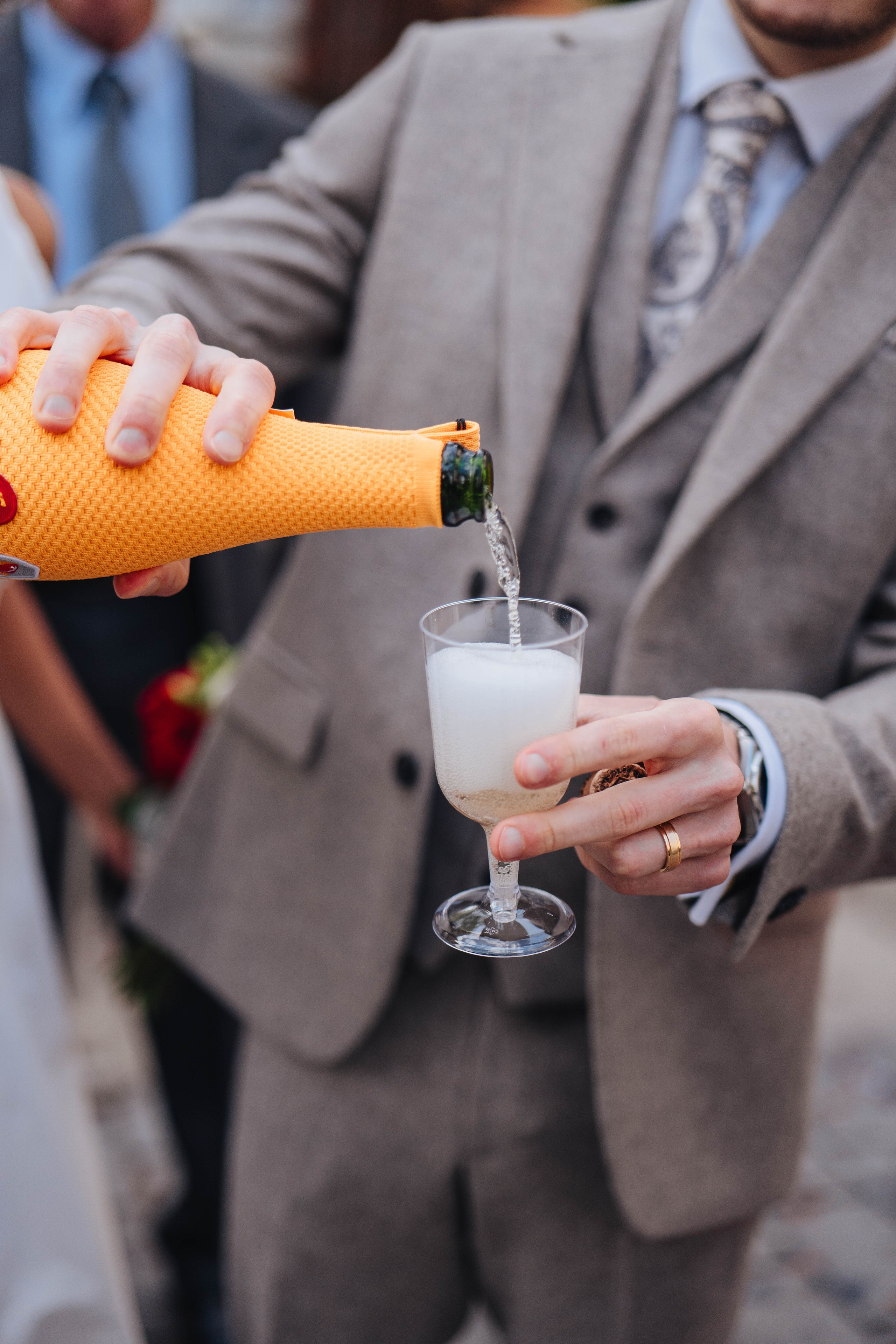 Wedding in Islington town hall, drinking champagne
