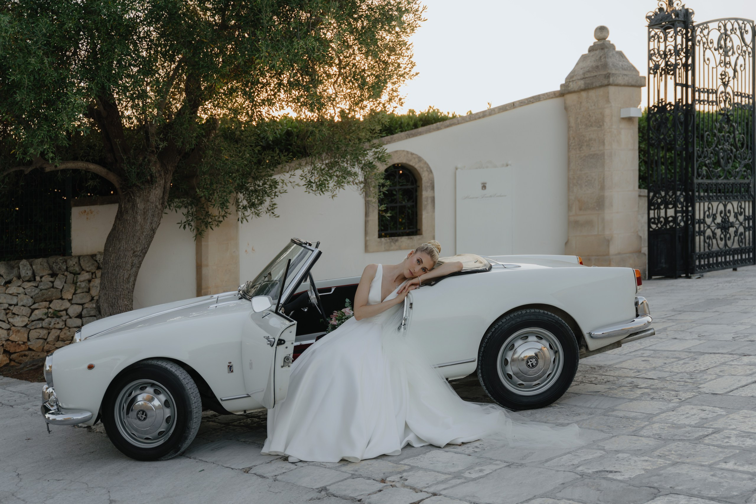 Ostuni wedding photographer capturing bride and groom at sunset in Puglia