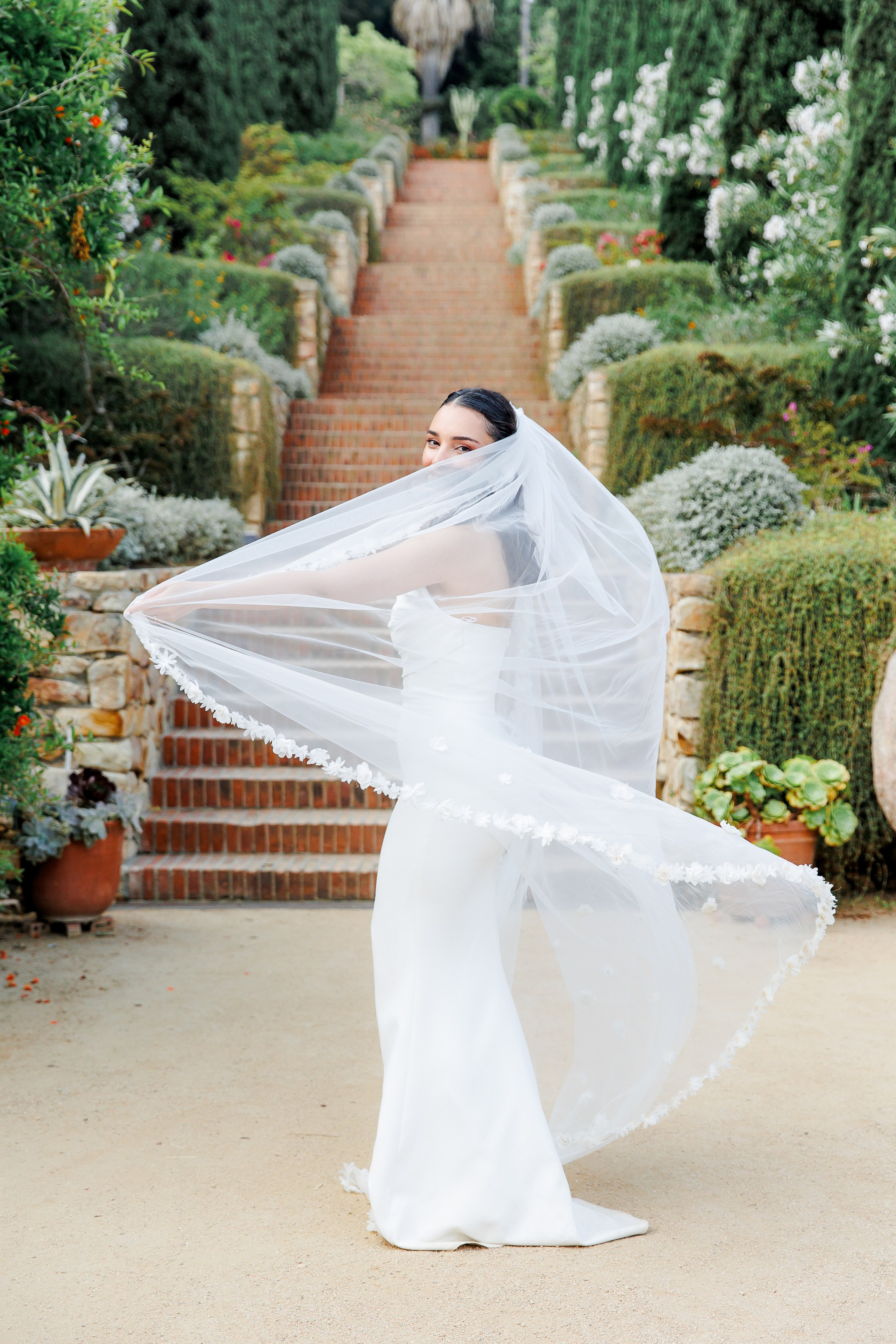 Beautiful bridal portraits during an elopement session on the coastline of Mediterranean Sea 