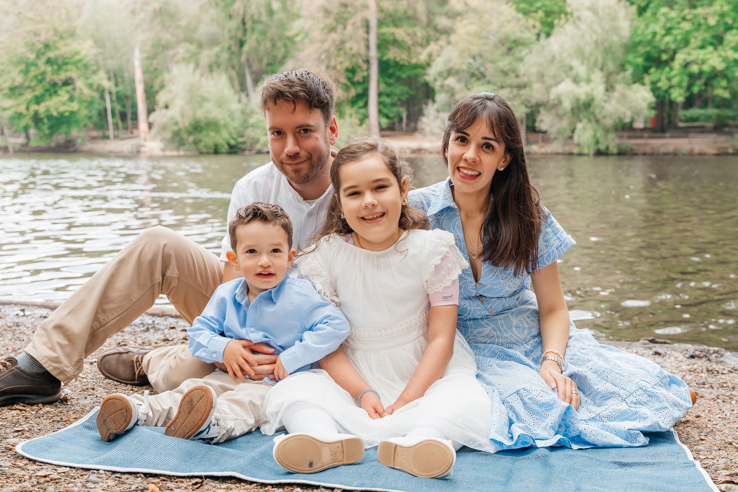 A family photo shoot in black park.
