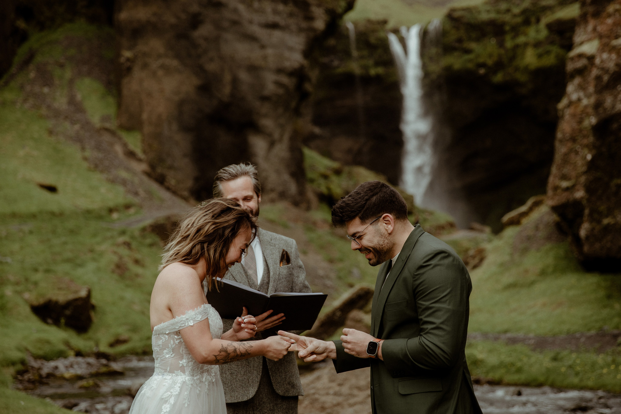 Elopement at Kvernufoss Waterfall. Iceland elopement photo and video | Nikolaichik Photo