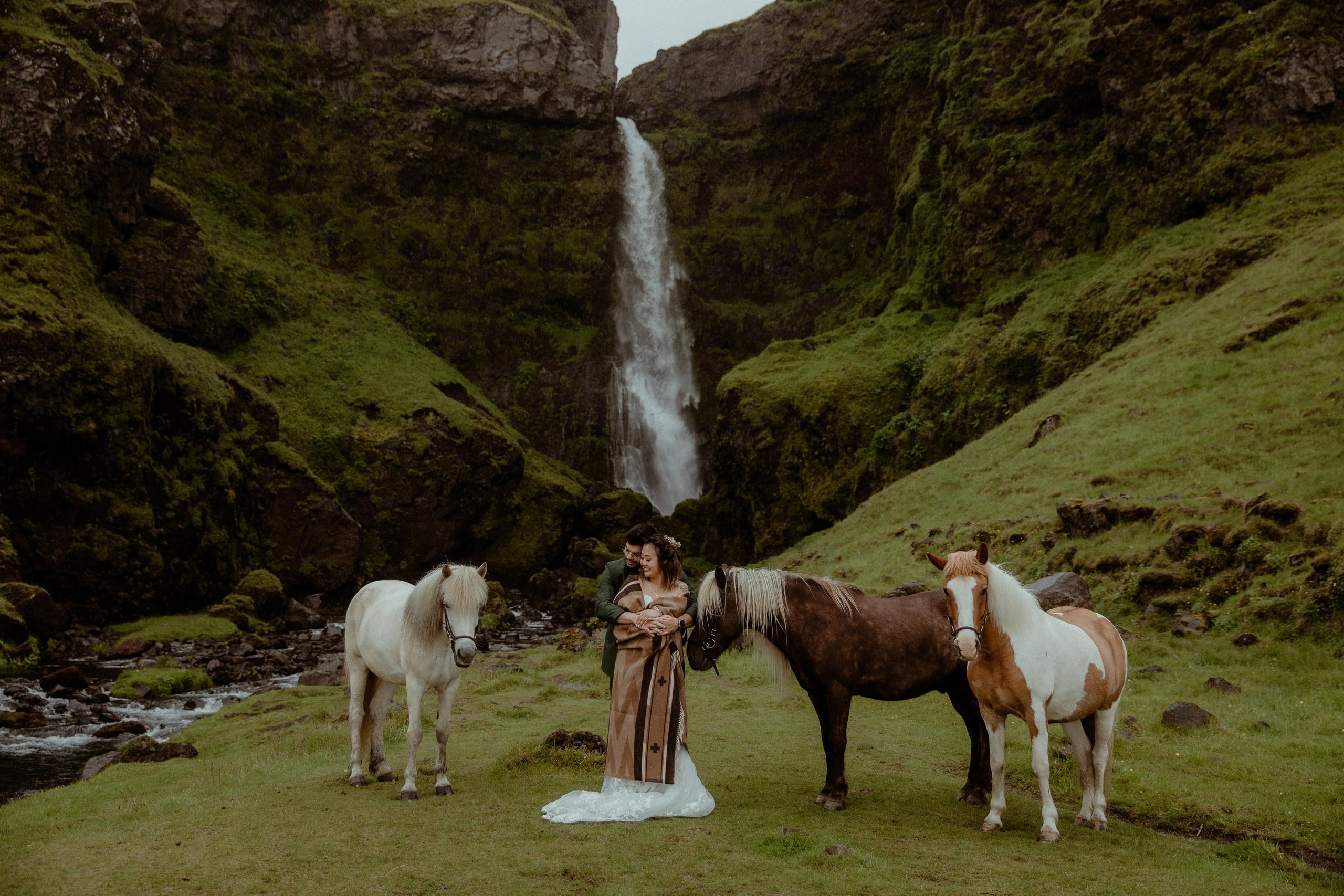 Elopement at Kvernufoss Waterfall. Iceland elopement photo and video | Nikolaichik Photo