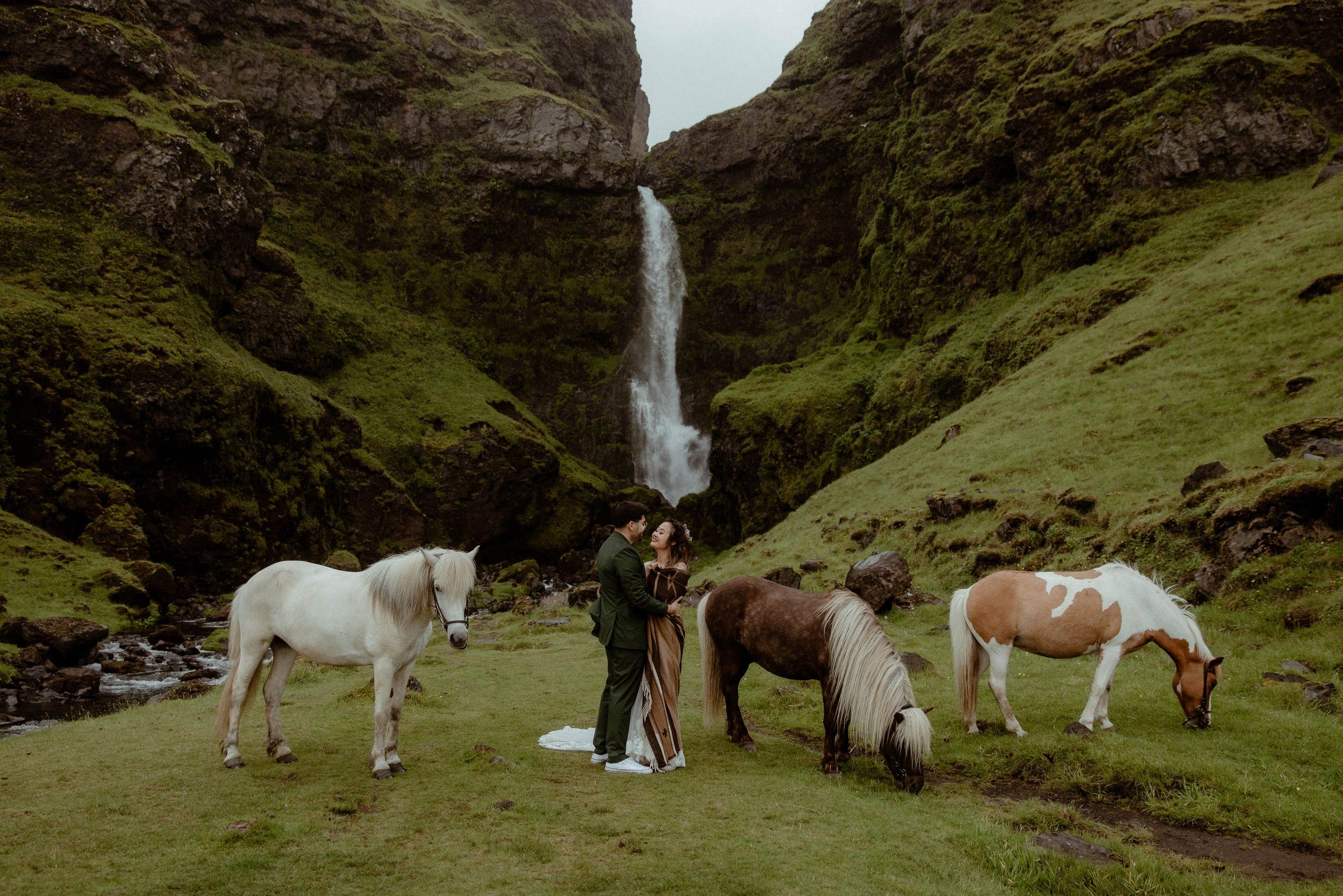 Elopement at Kvernufoss Waterfall. Iceland elopement photo and video | Nikolaichik Photo