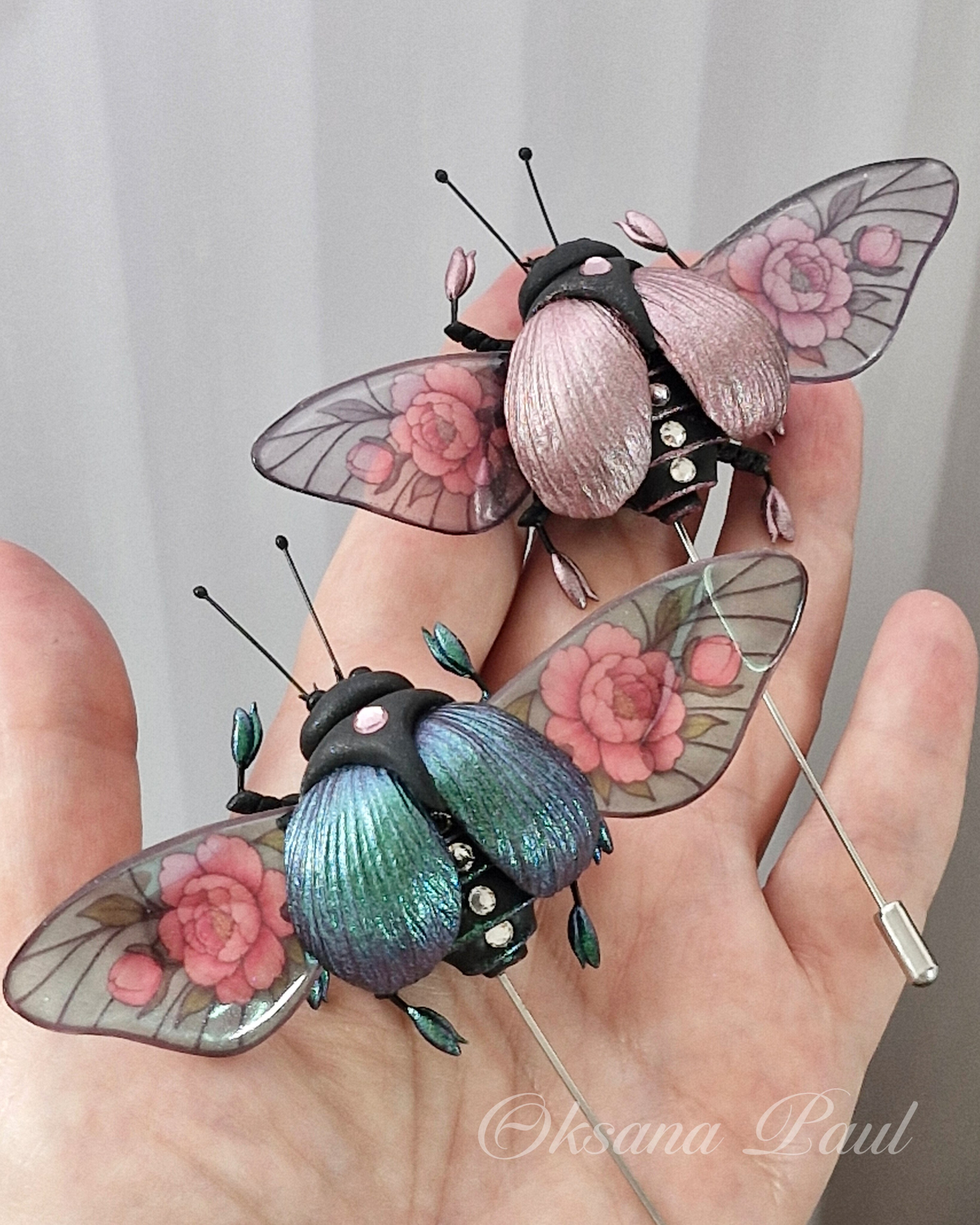 Броши-жуки / Insekten-Broschen ➜. Oksana Paul-Gardinen-Design Oksana Paul ✧ Art of Gardinen & Textile Design ✧ Polymer Clay Art & Handmade Creatures
