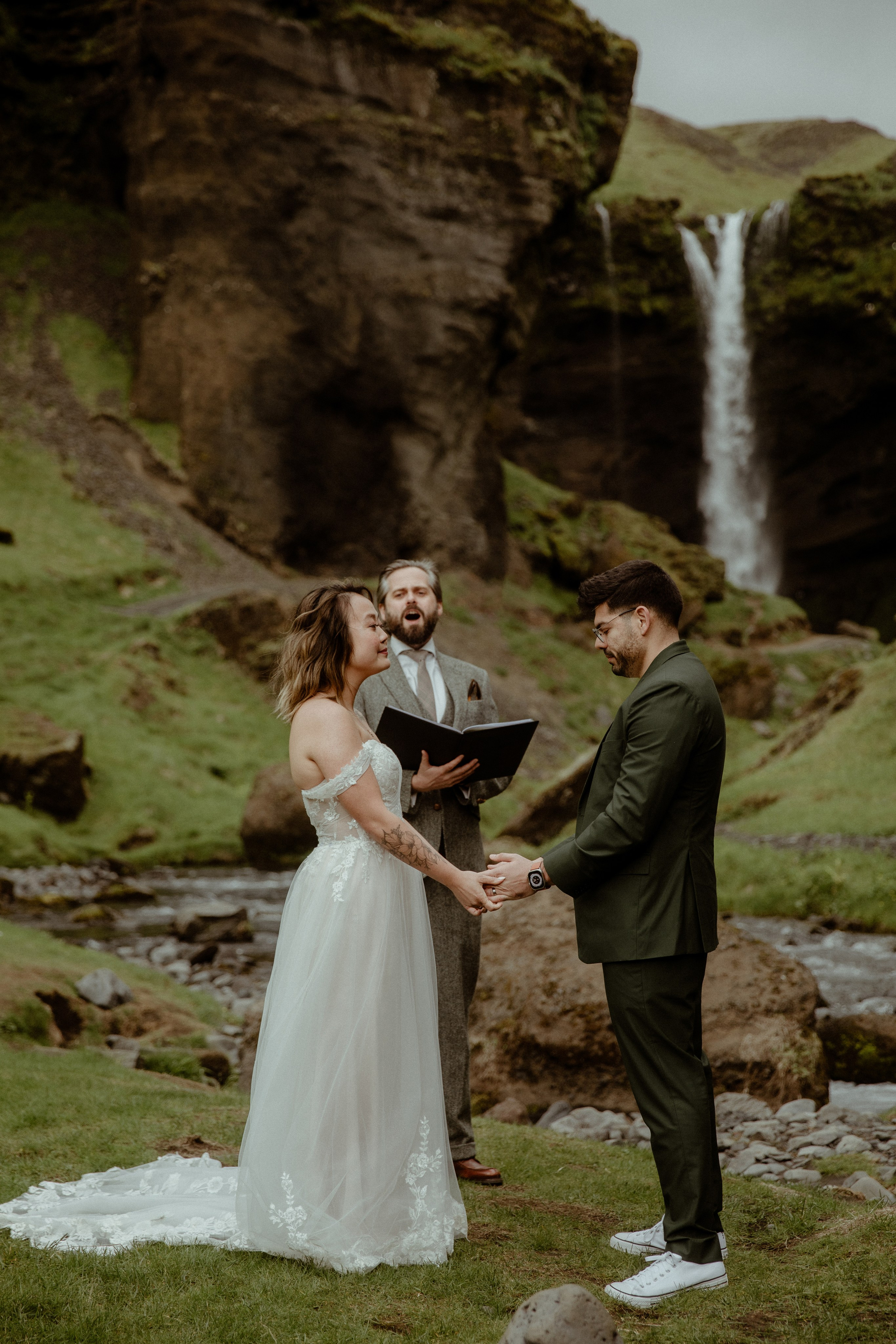 Elopement at Kvernufoss Waterfall. Iceland elopement photo and video | Nikolaichik Photo