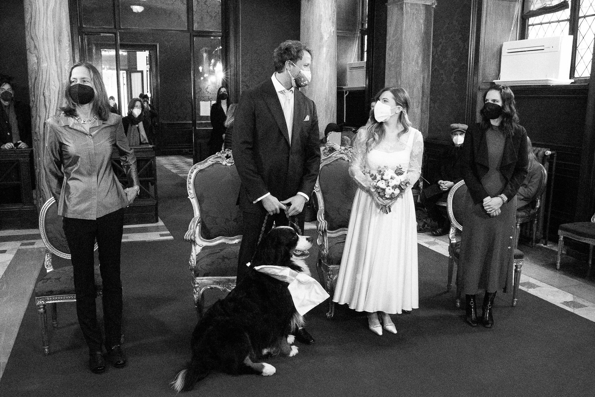 The bride and the groom exchanging vows. 