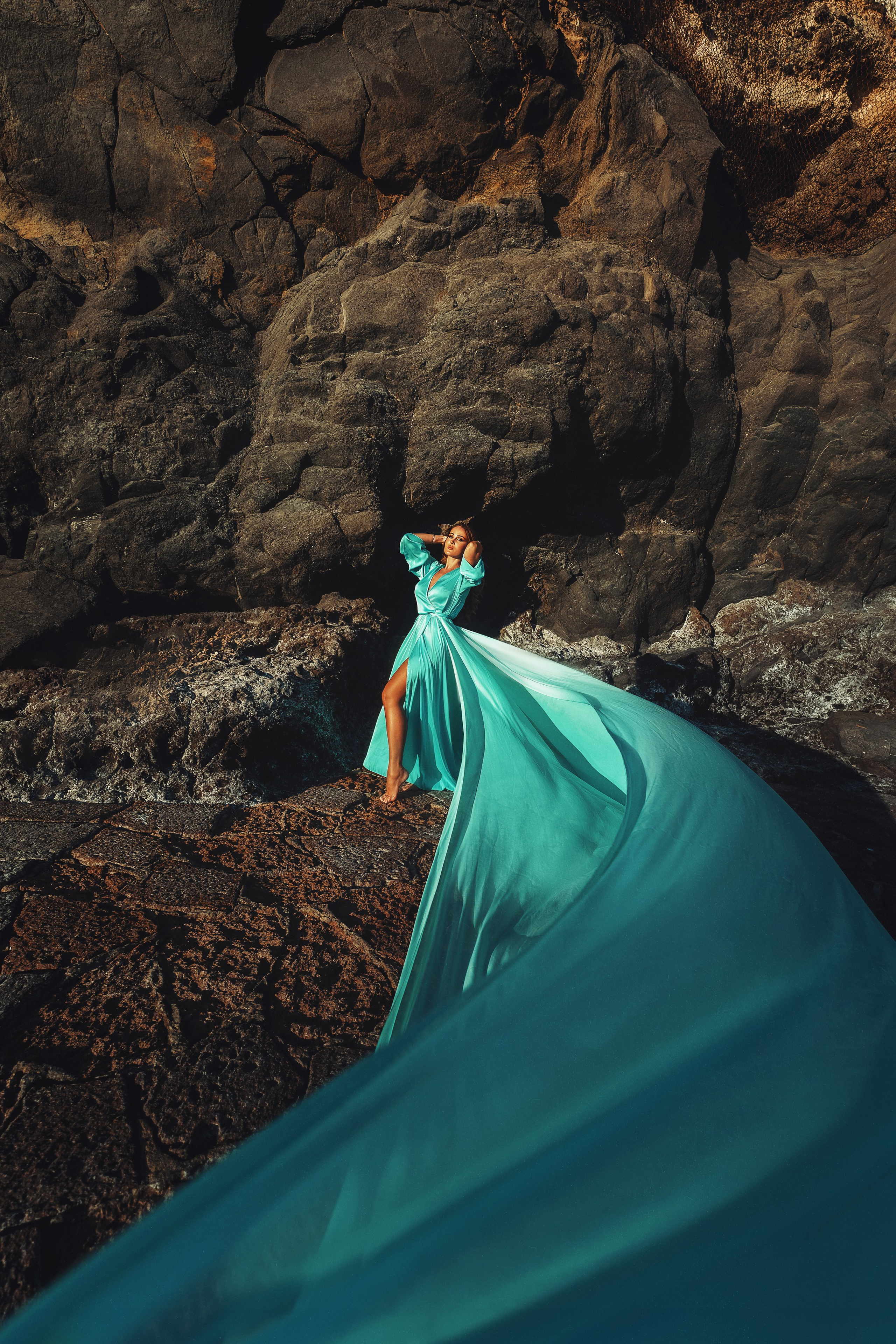 Sesion personal con el vestido volador color menta. Fotografía profesional en Tenerife Tania Bonnet