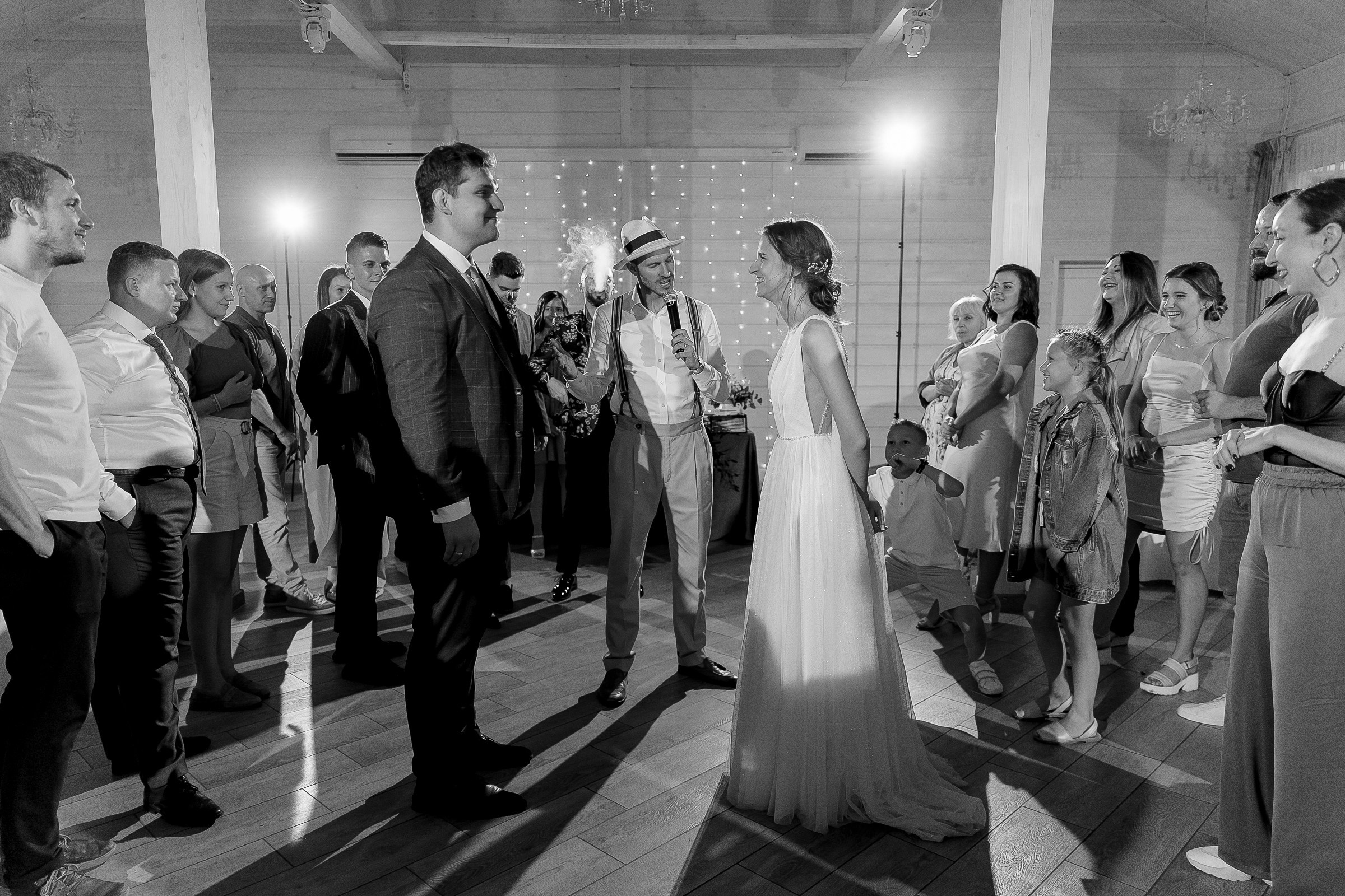 Dance floor fun, by Tanya Bodgan, Bude, Cornwall wedding photography.